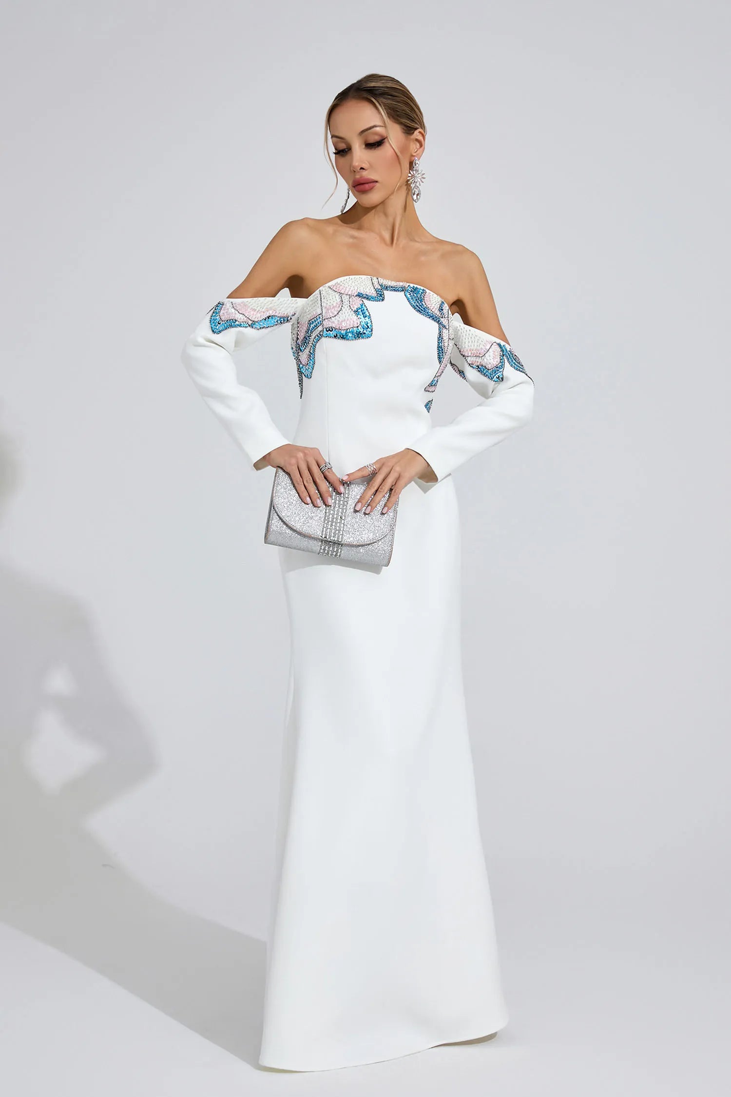 Talisse White Diamond Maxi Dress