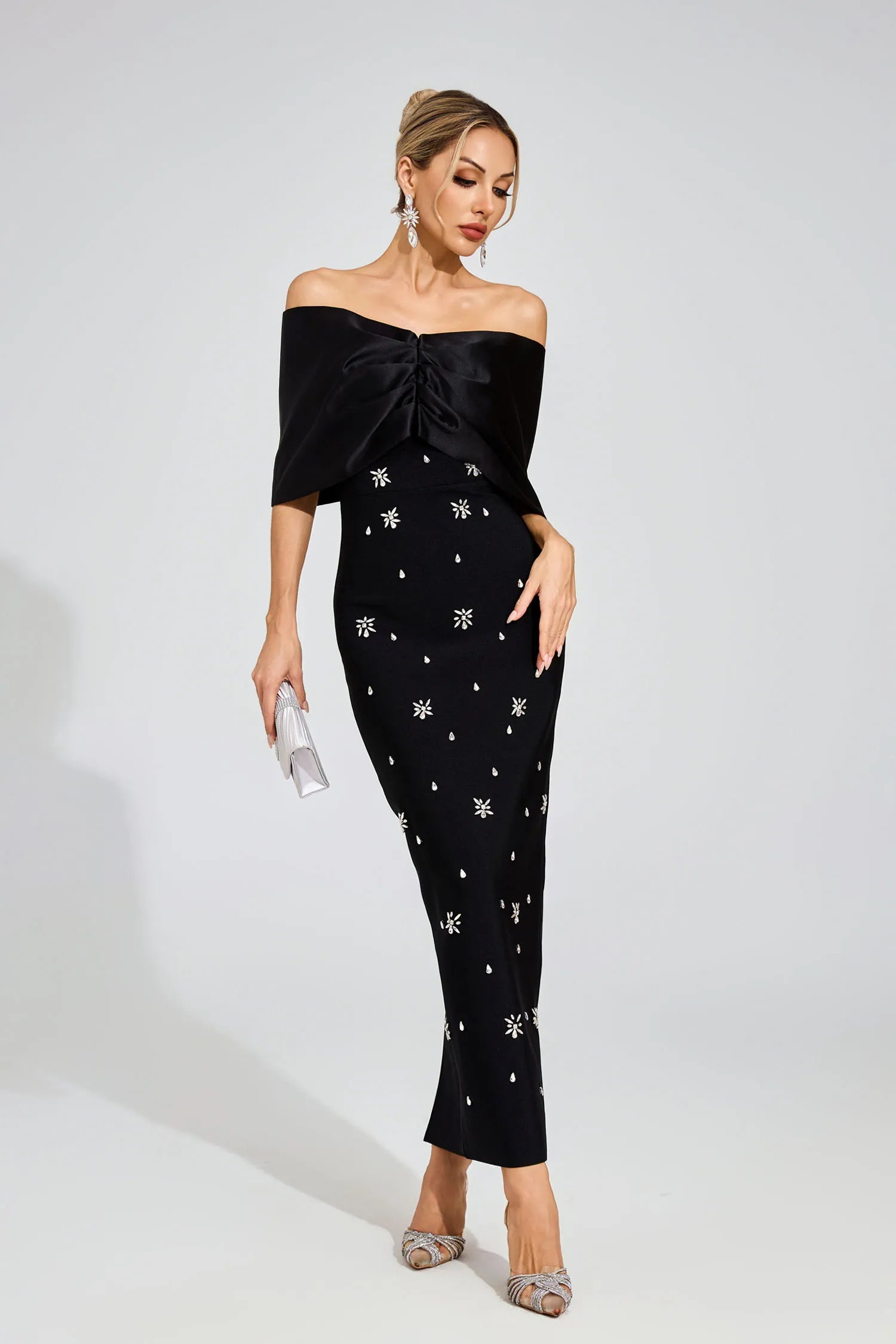 Elaine Black Diamond Bandage Maxi Dress