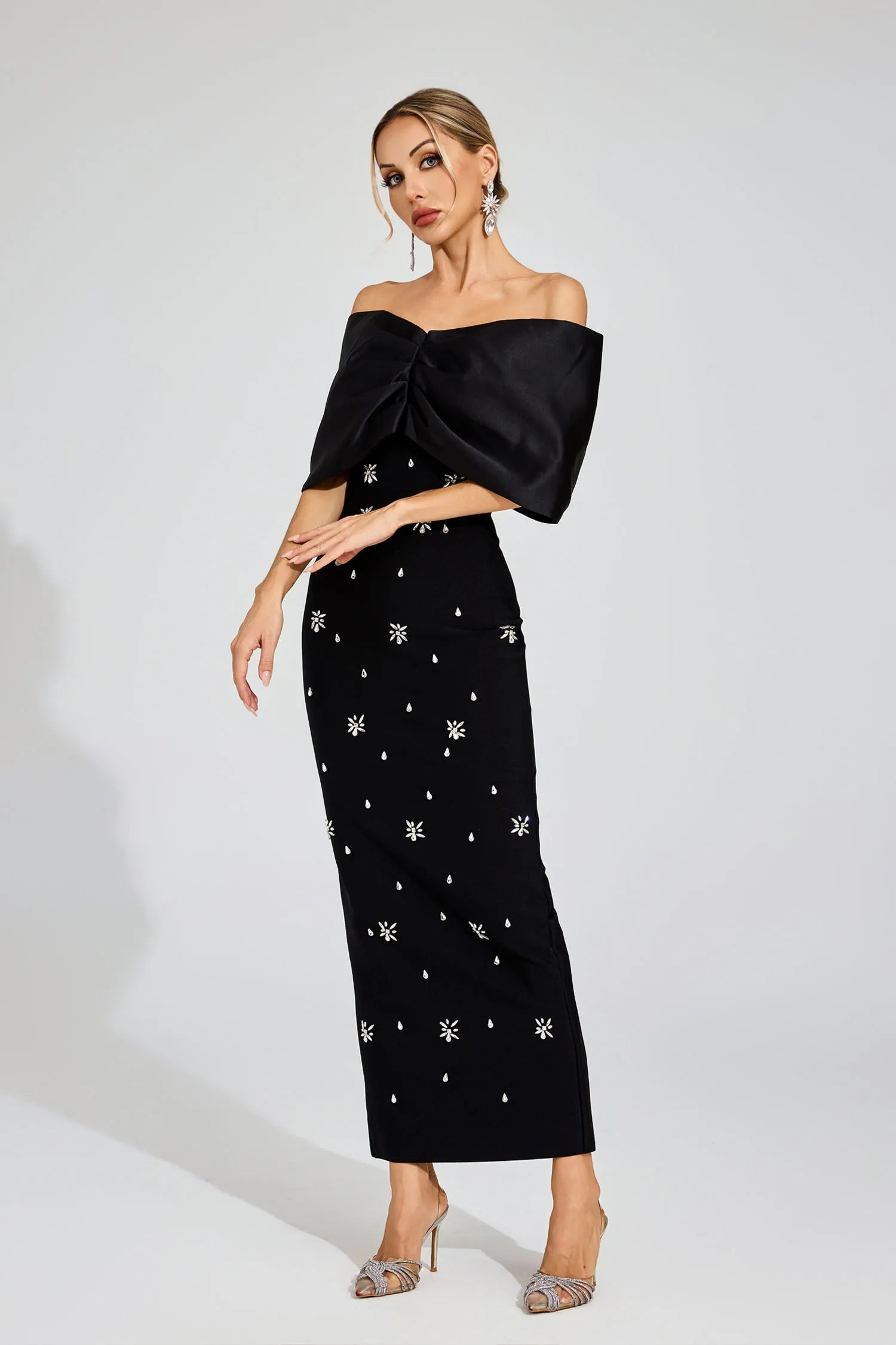 Elaine Black Diamond Bandage Maxi Dress
