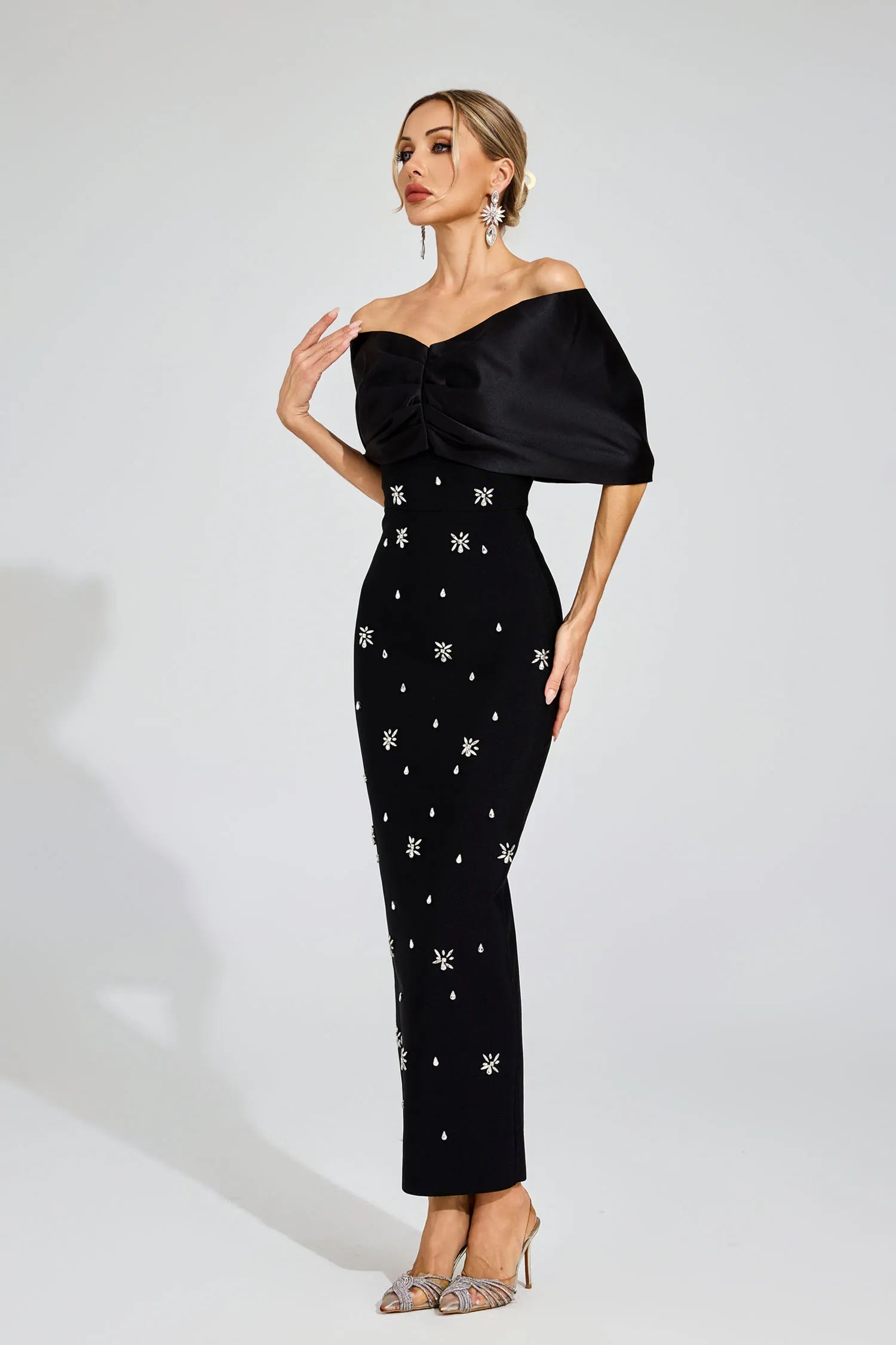 Elaine Black Diamond Bandage Maxi Dress
