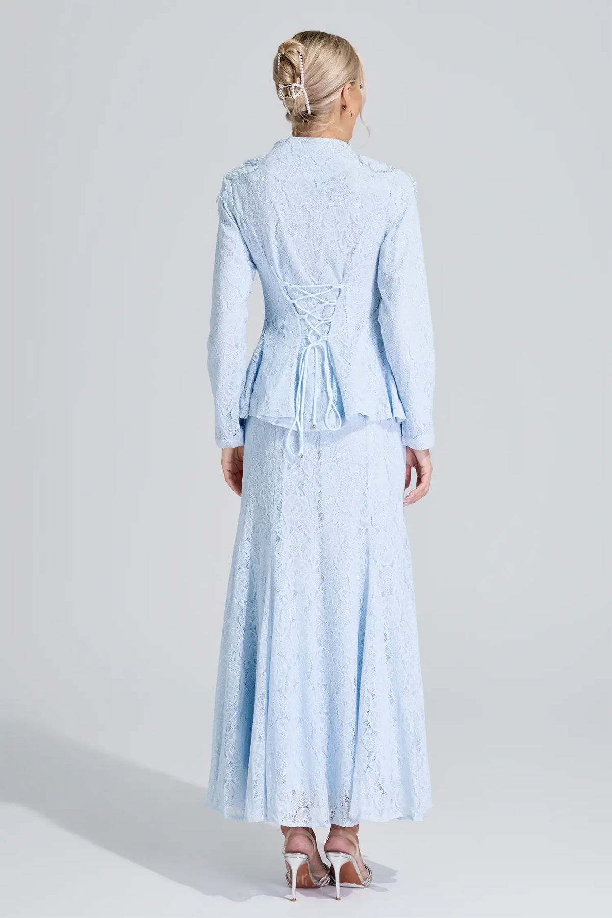 Aeliana Blue Lace Applique Fishtail Set