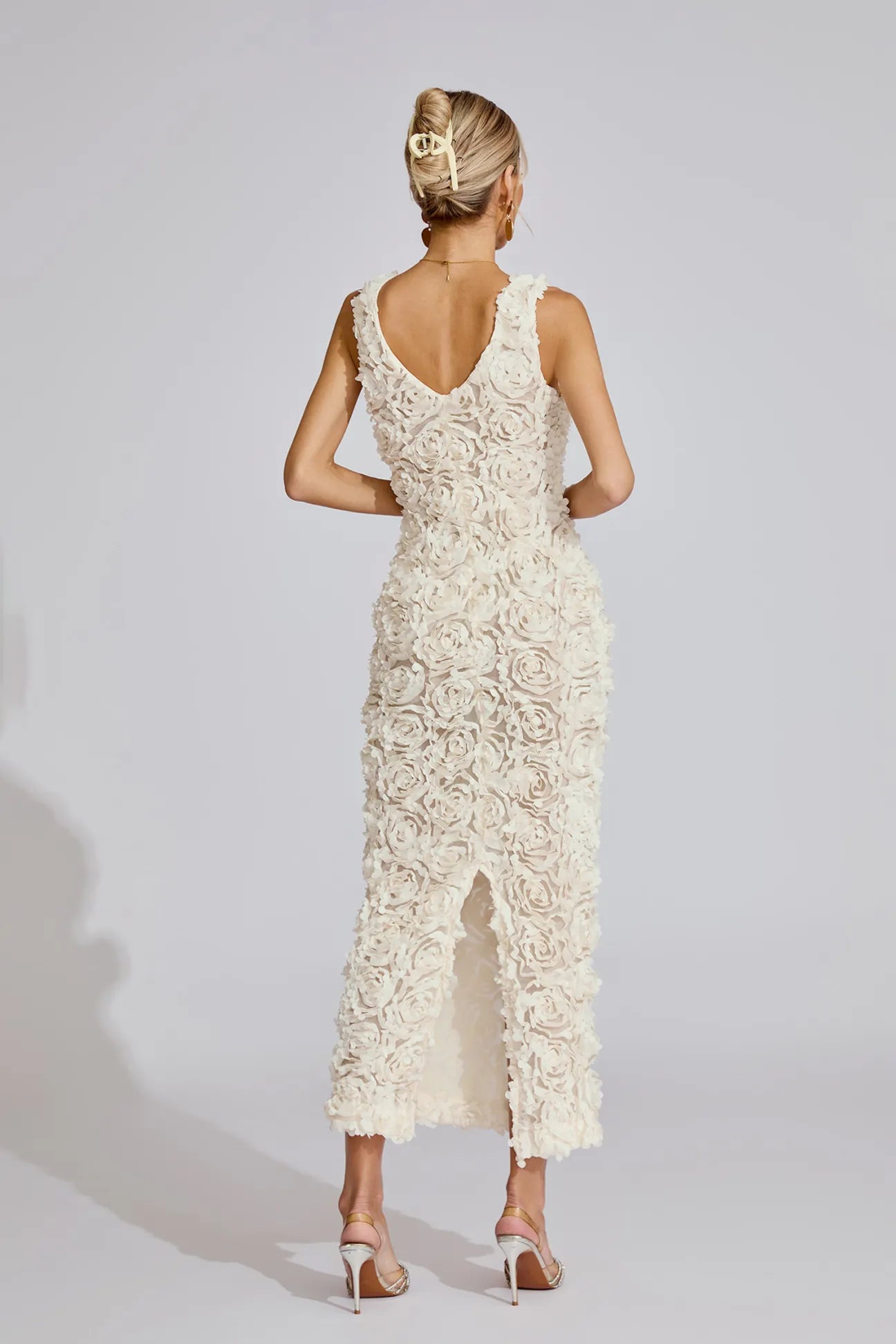 Elinor Beige Floral Maxi Dress