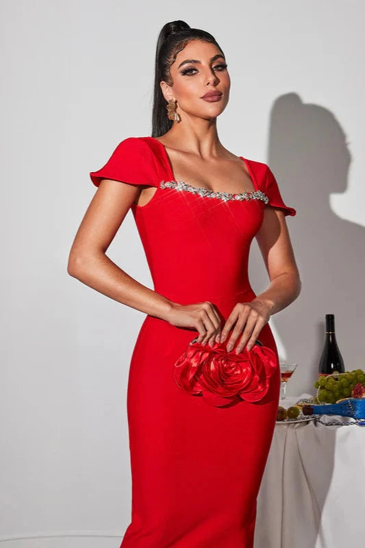 Lousia Red Diamond Maxi Dress