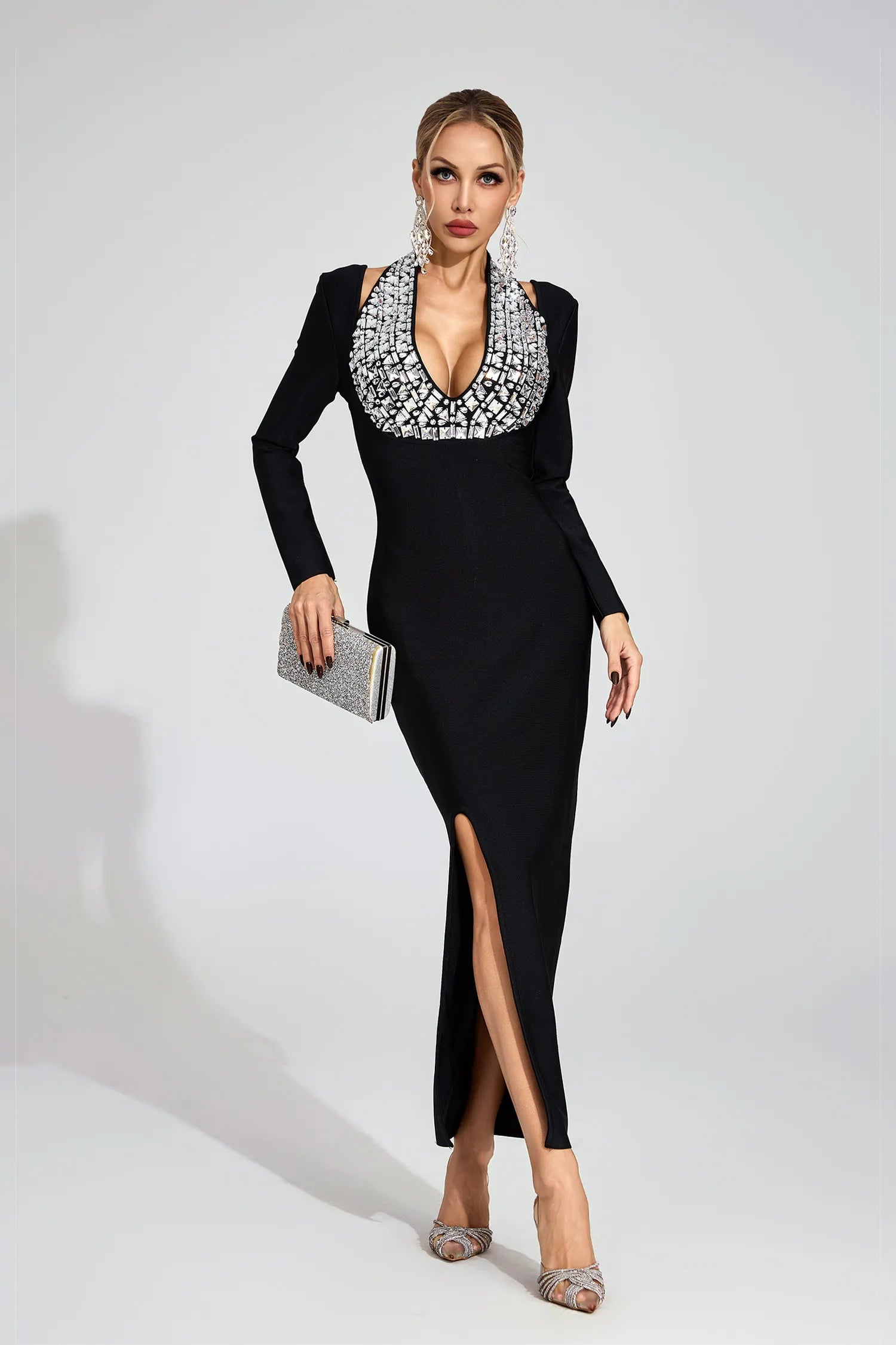 Liselotte Black Diamond Halter Maxi Dress