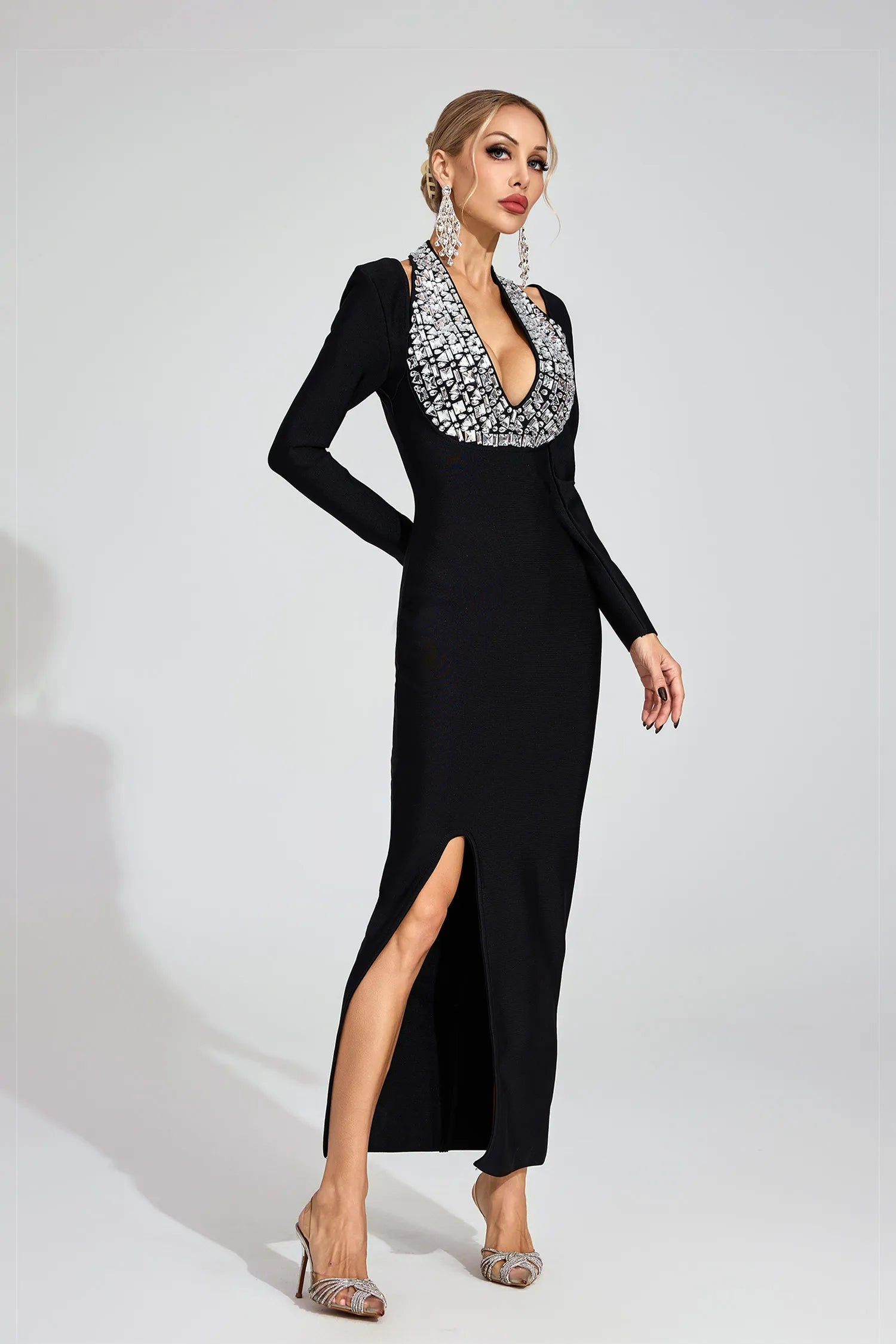 Liselotte Black Diamond Halter Maxi Dress