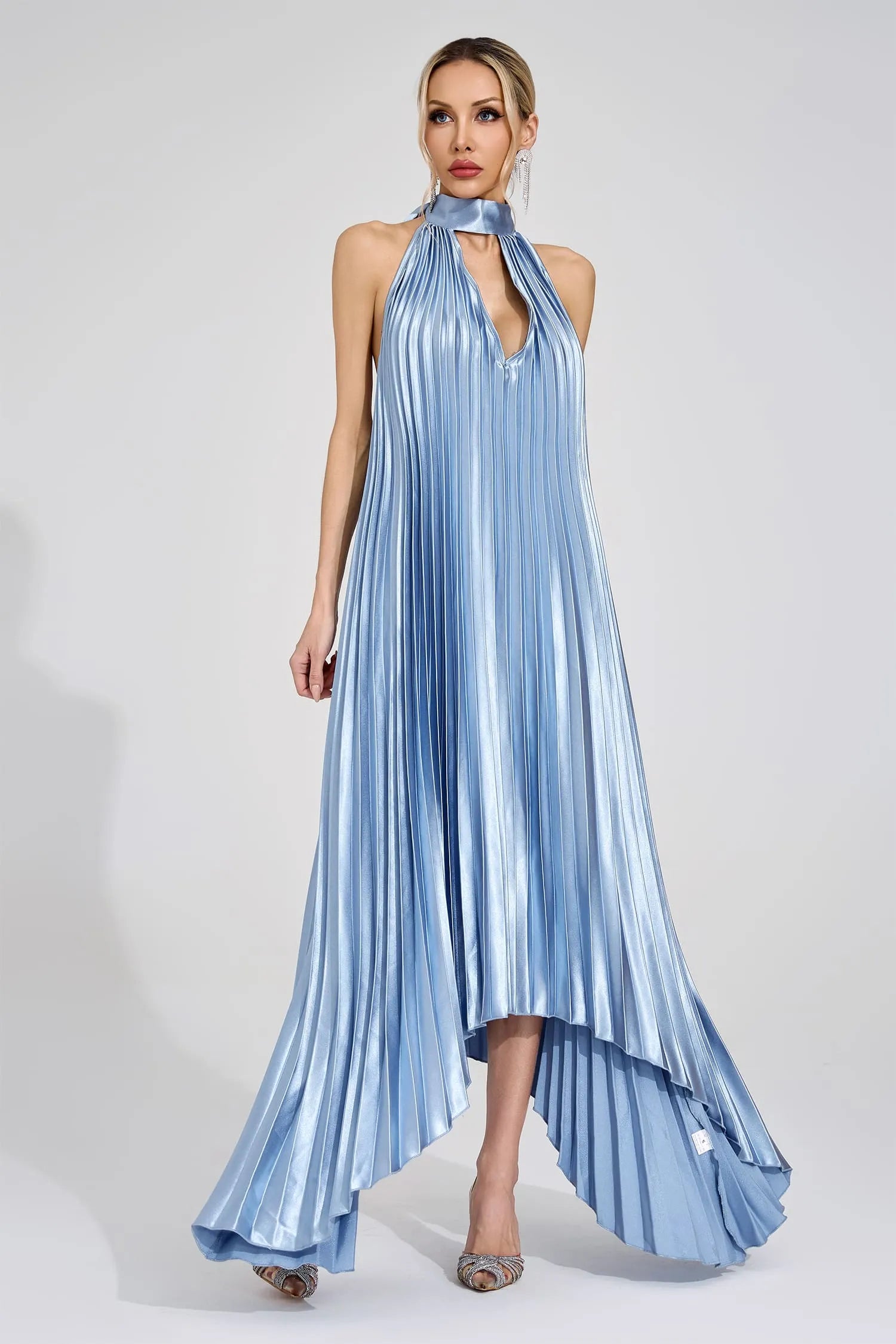 Nixie Silver Halter Maxi Dress