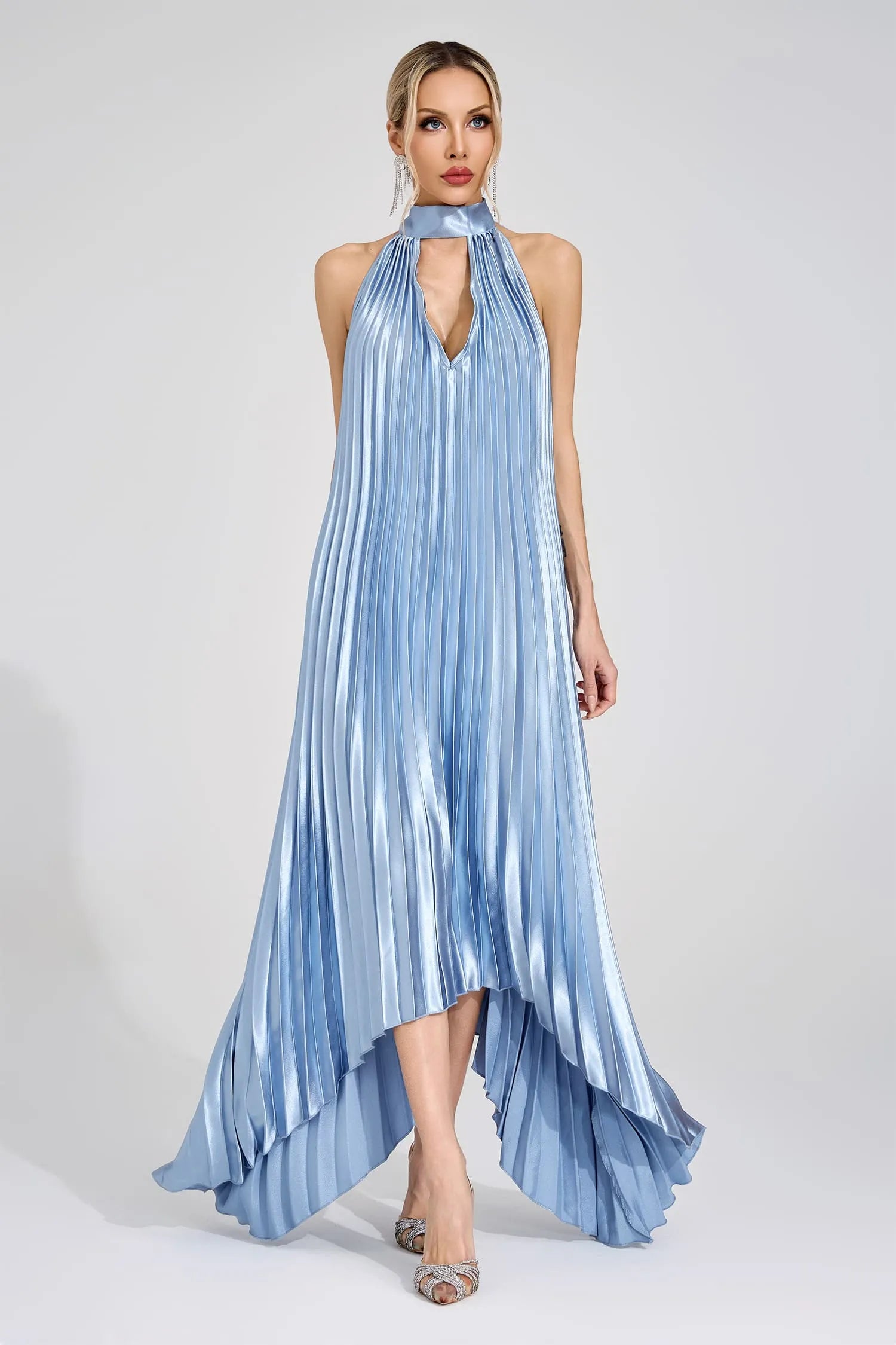 Nixie Silver Halter Maxi Dress