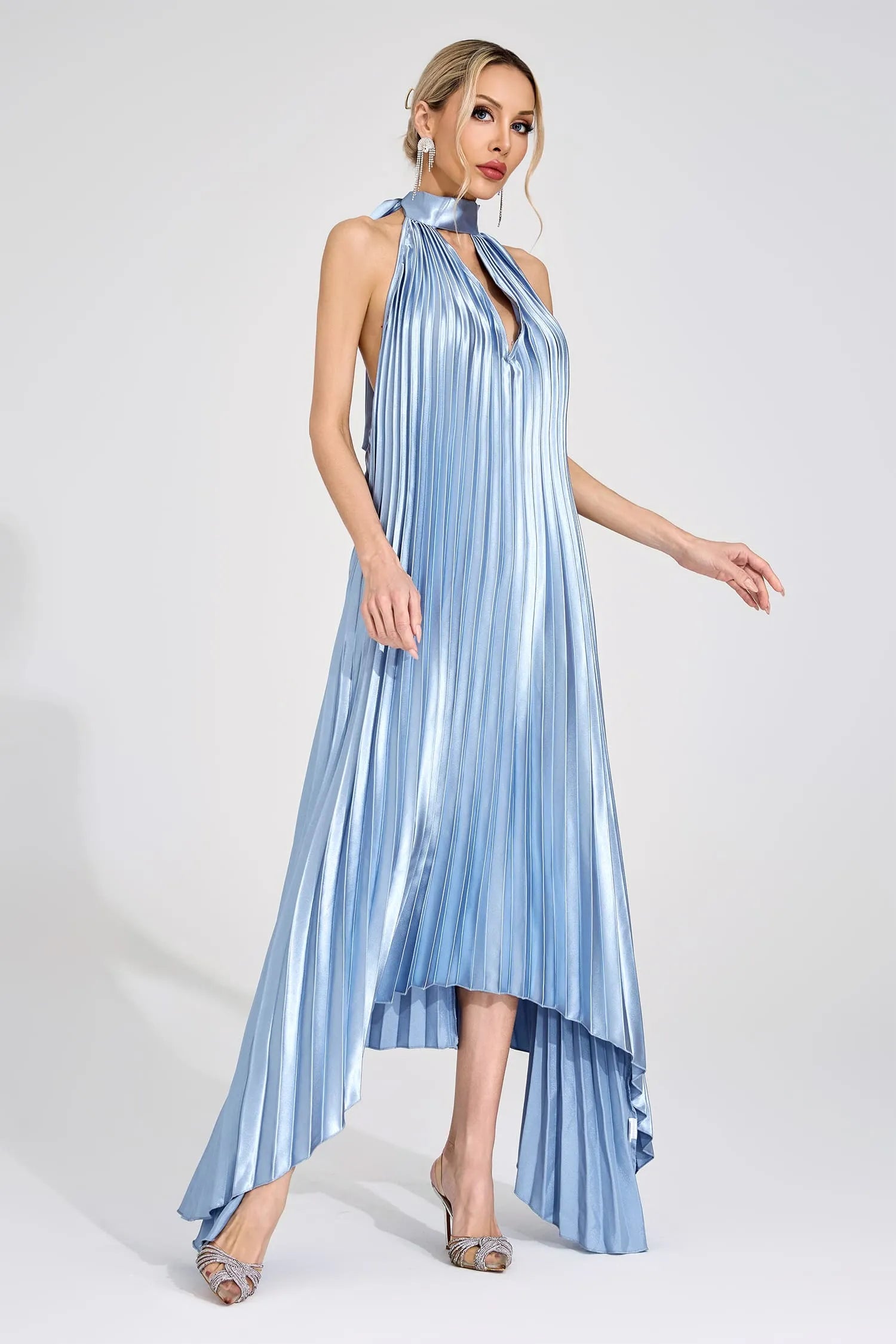 Nixie Silver Halter Maxi Dress