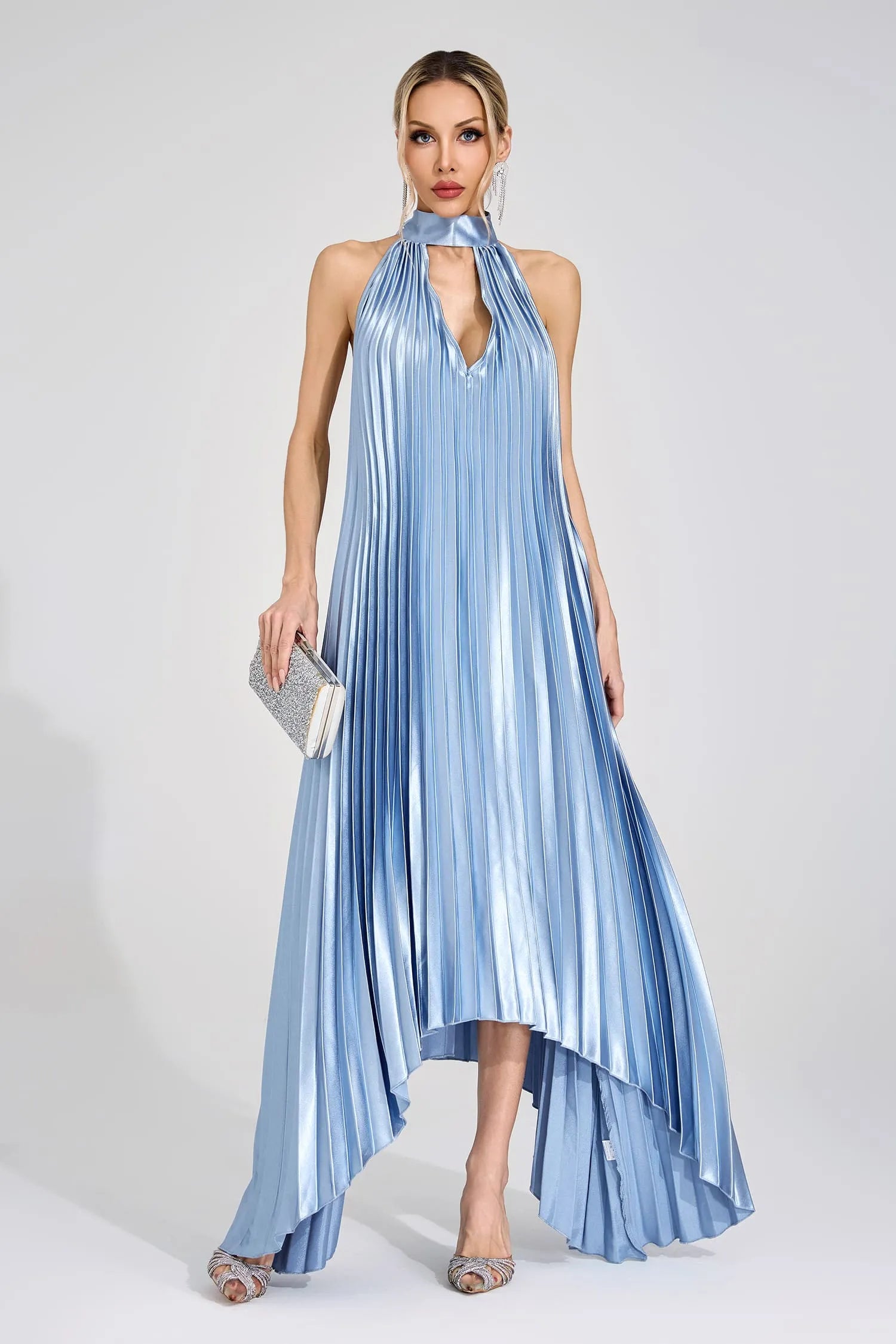 Nixie Silver Halter Maxi Dress