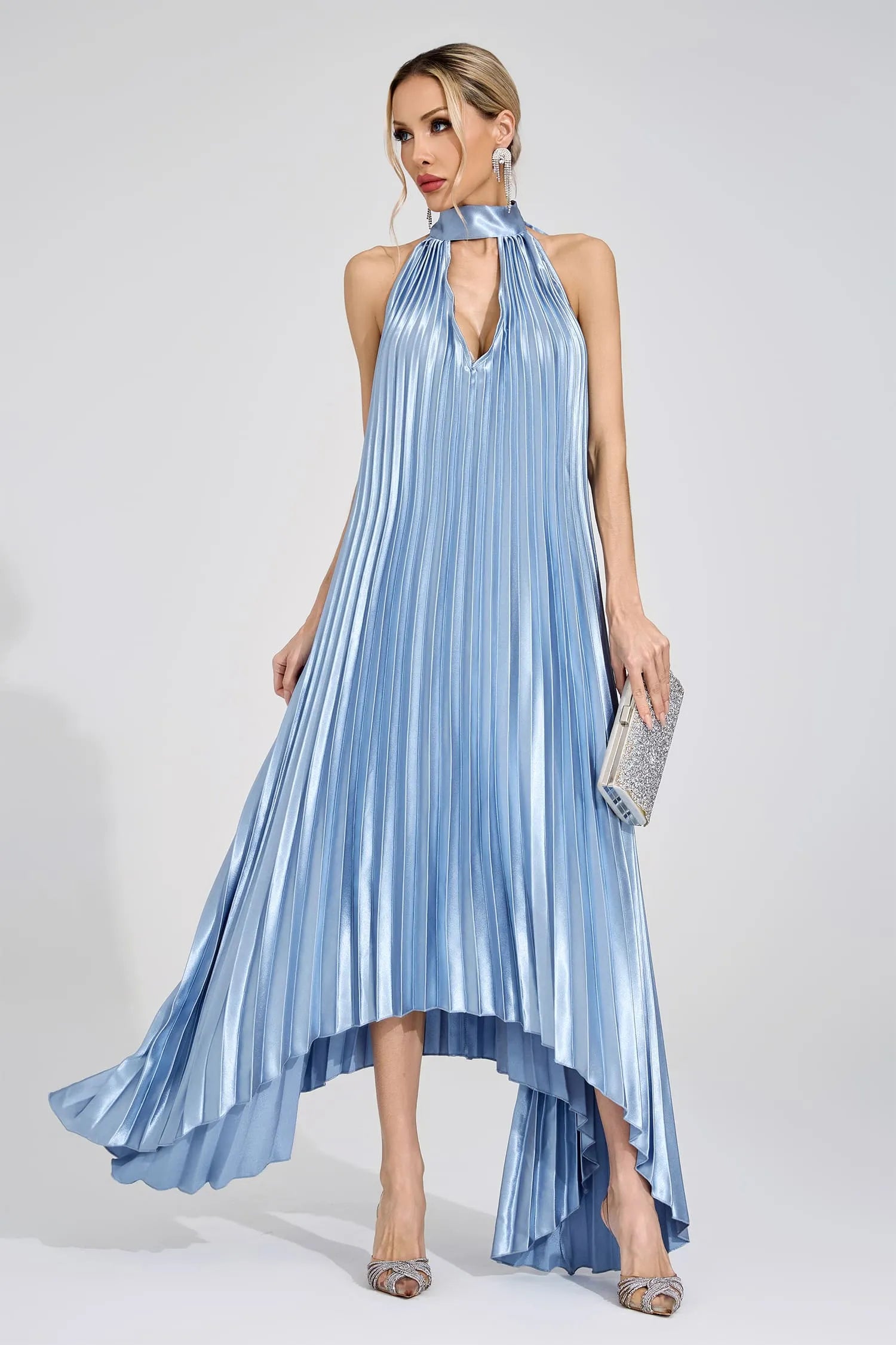 Nixie Silver Halter Maxi Dress