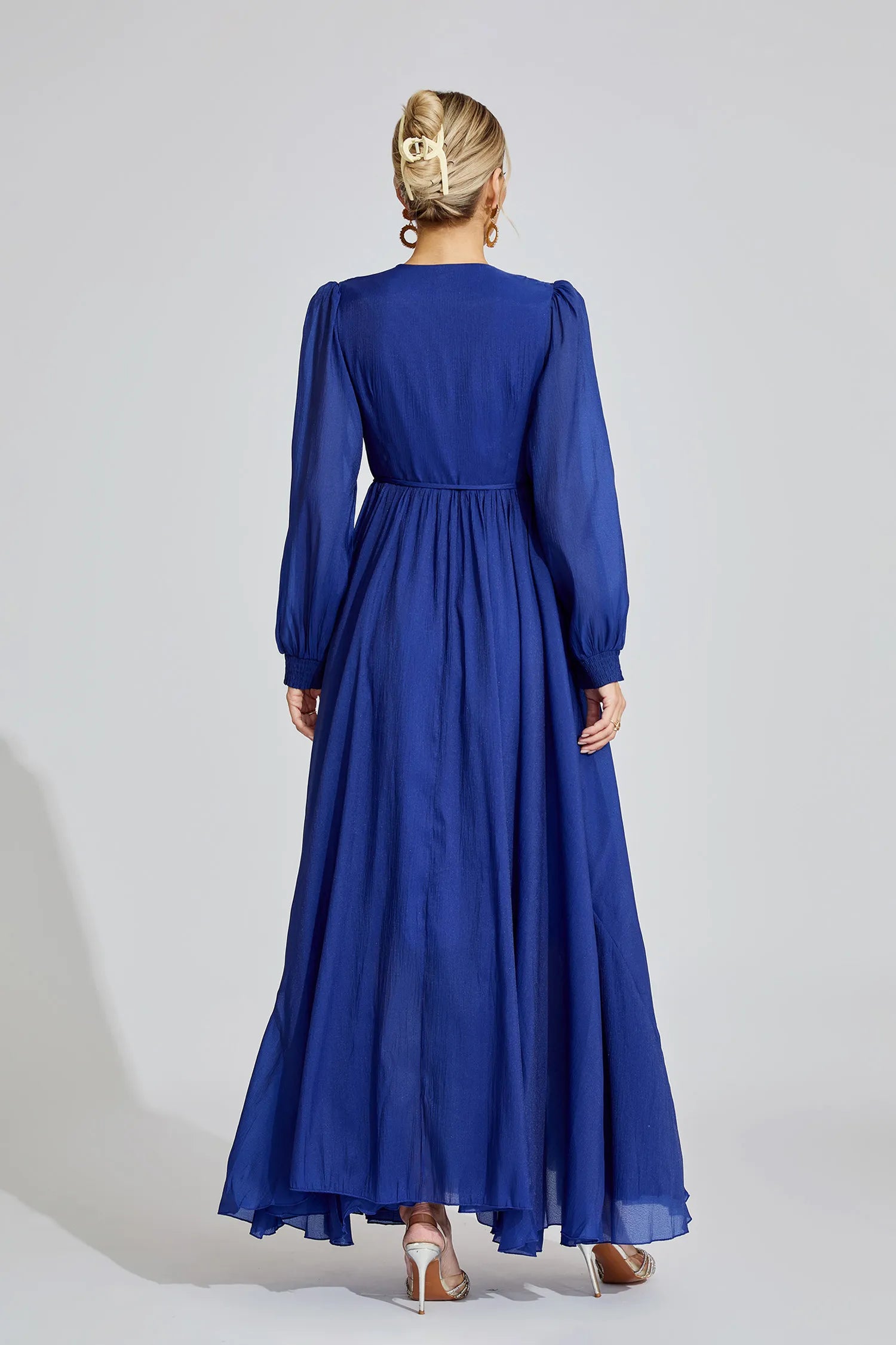 Nivine Dark Blue Ruched Maxi Dress