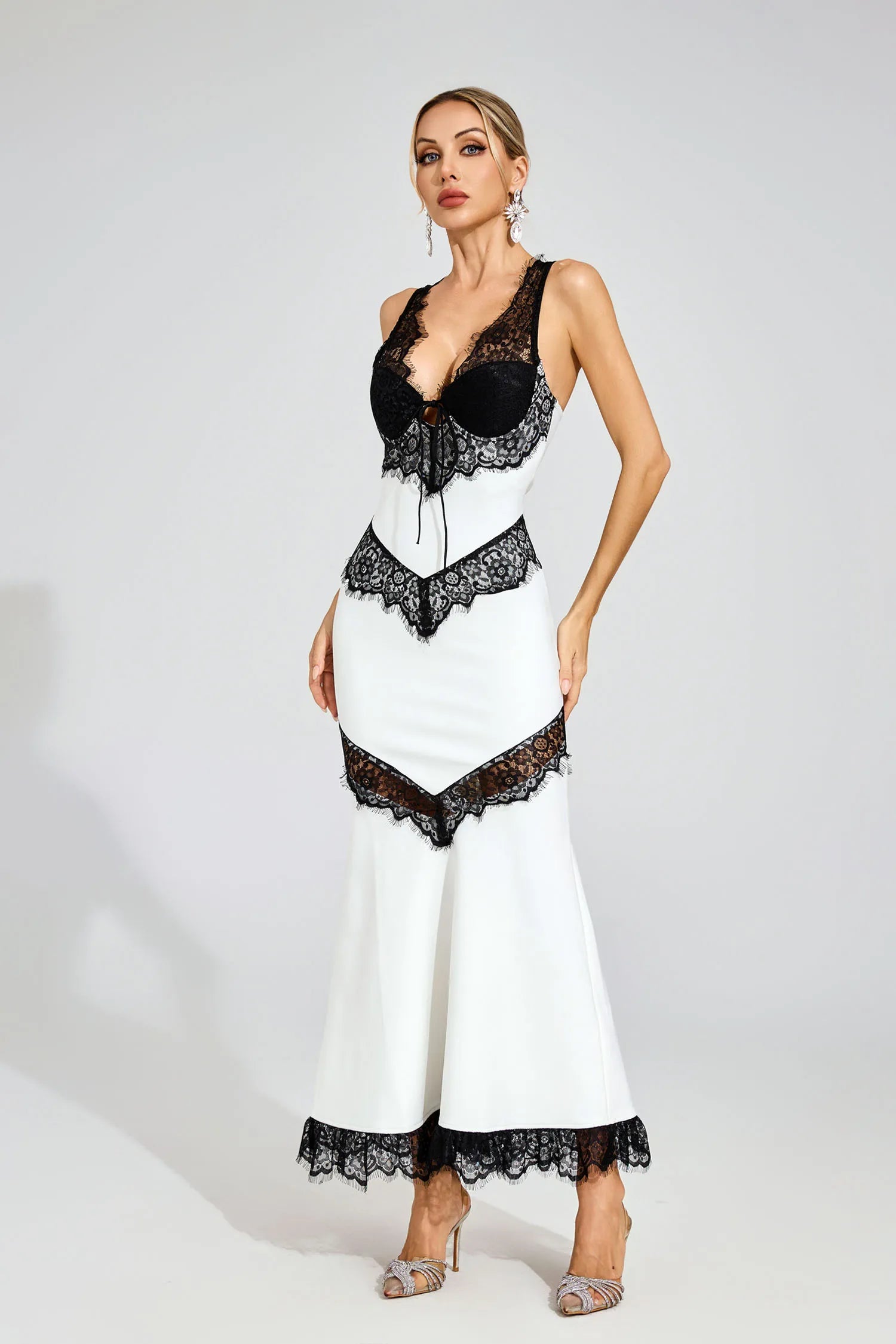 Melanie White Lace Maxi Dress