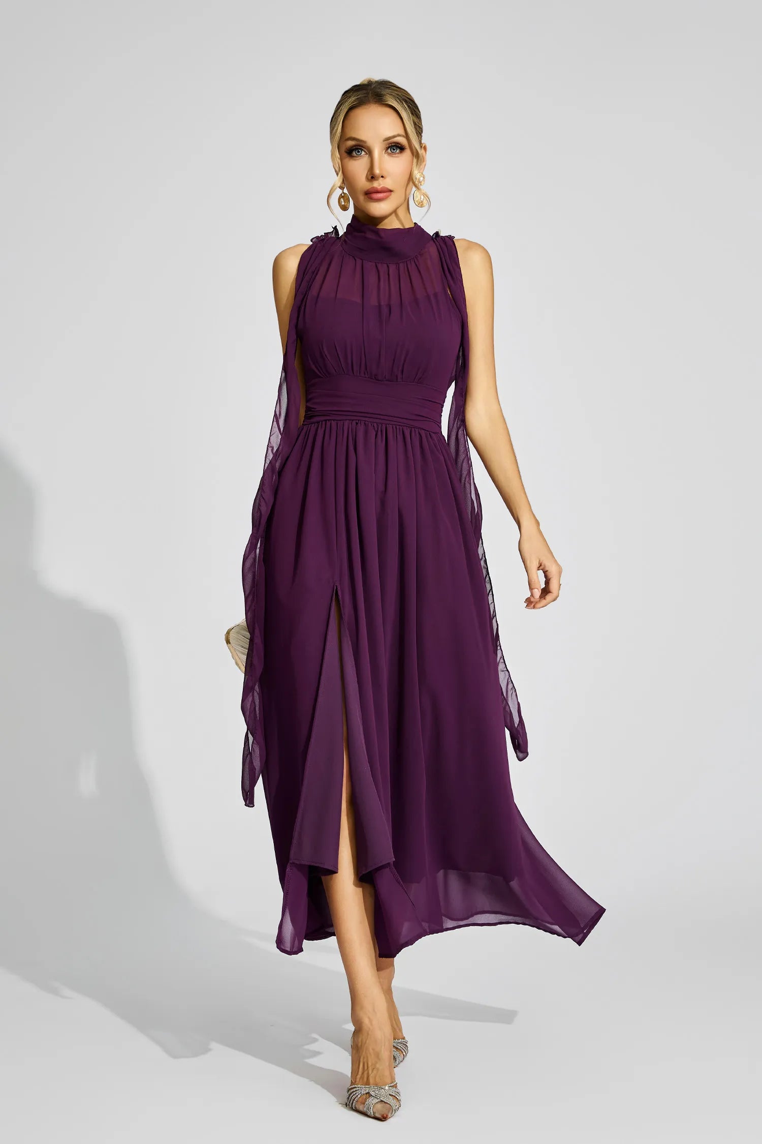 Anouk Purple Halter Maxi Dress