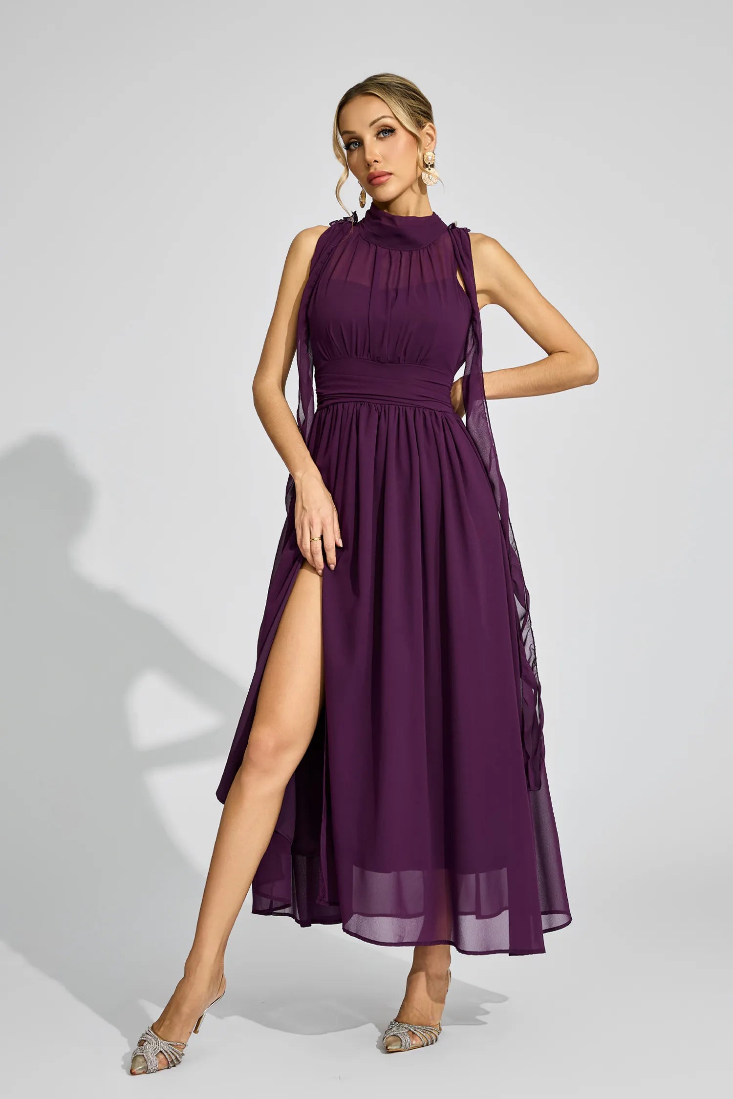 Anouk Purple Halter Maxi Dress