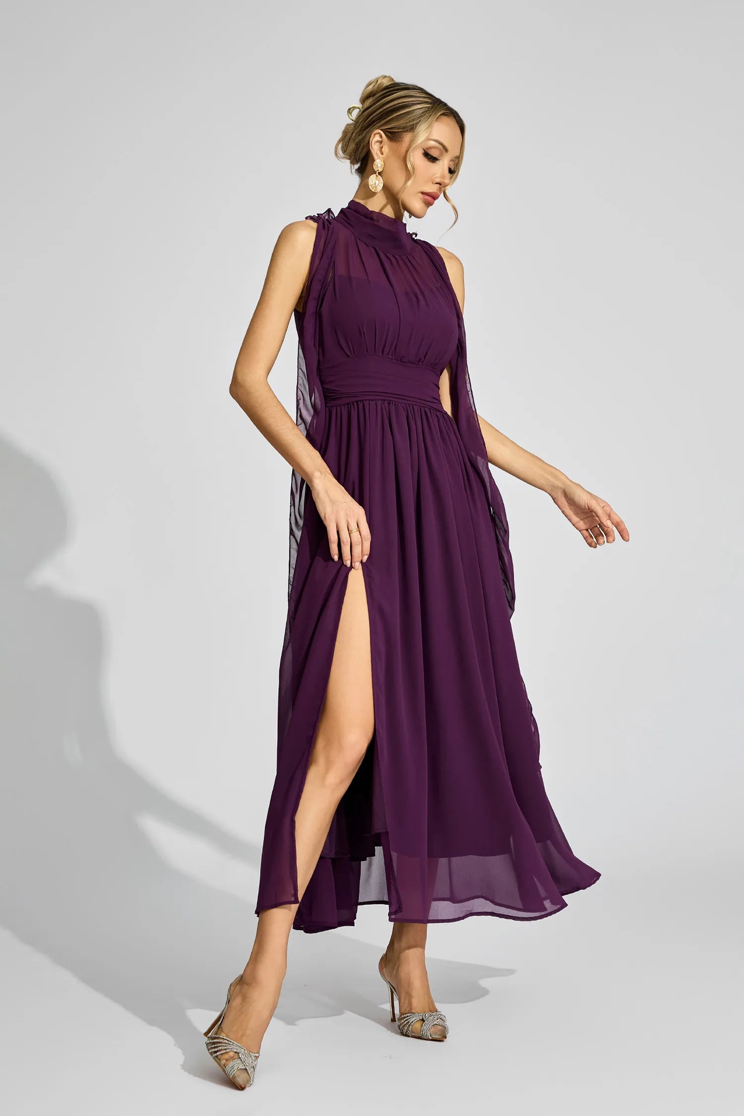 Anouk Purple Halter Maxi Dress