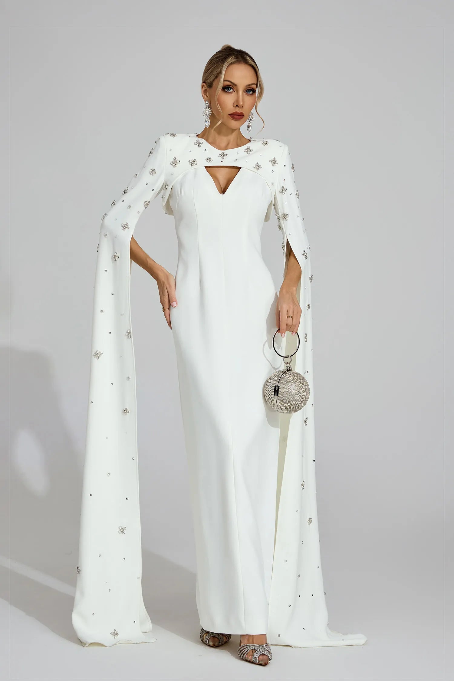 Oriel White Diamond Maxi Dress