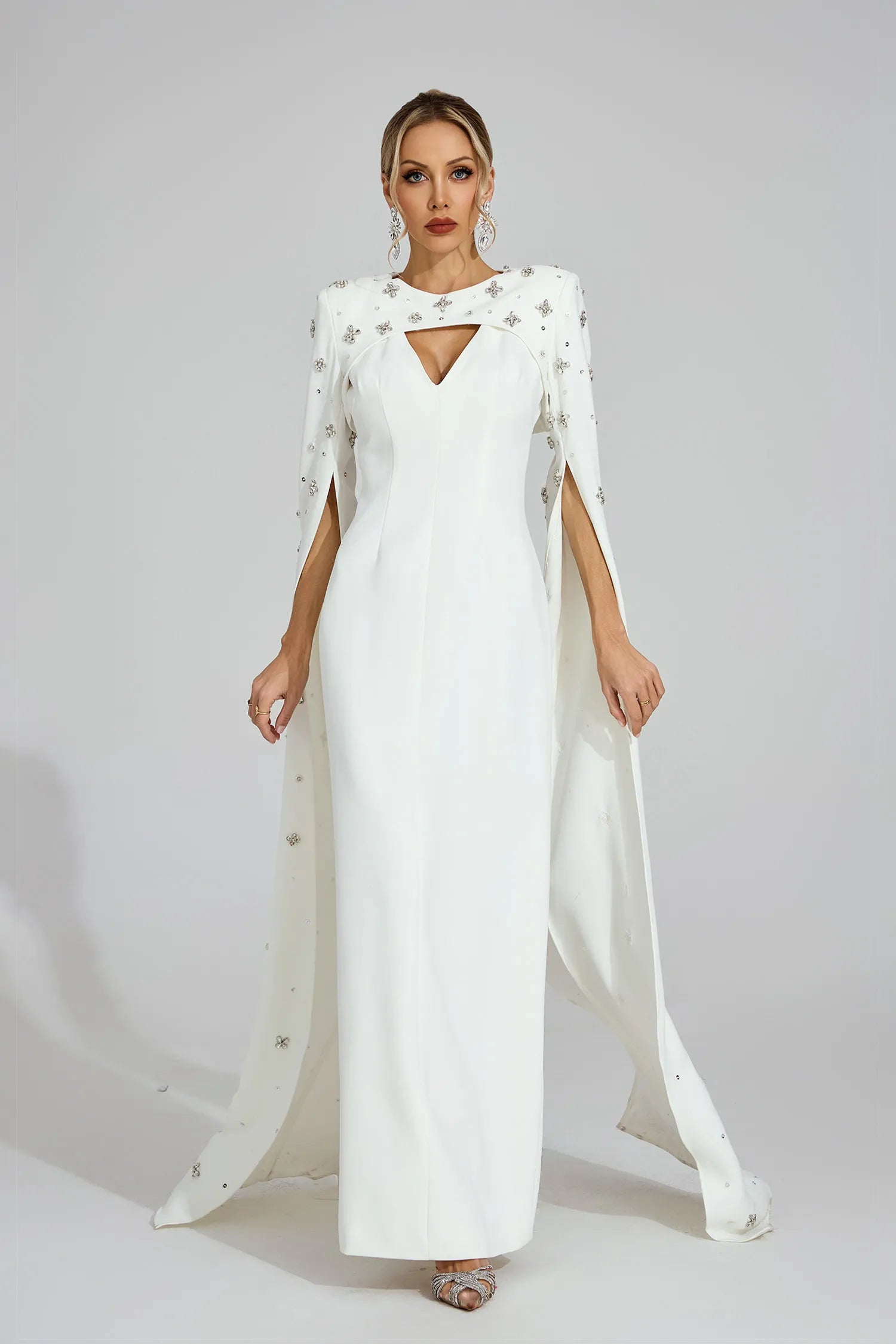Oriel White Diamond Maxi Dress