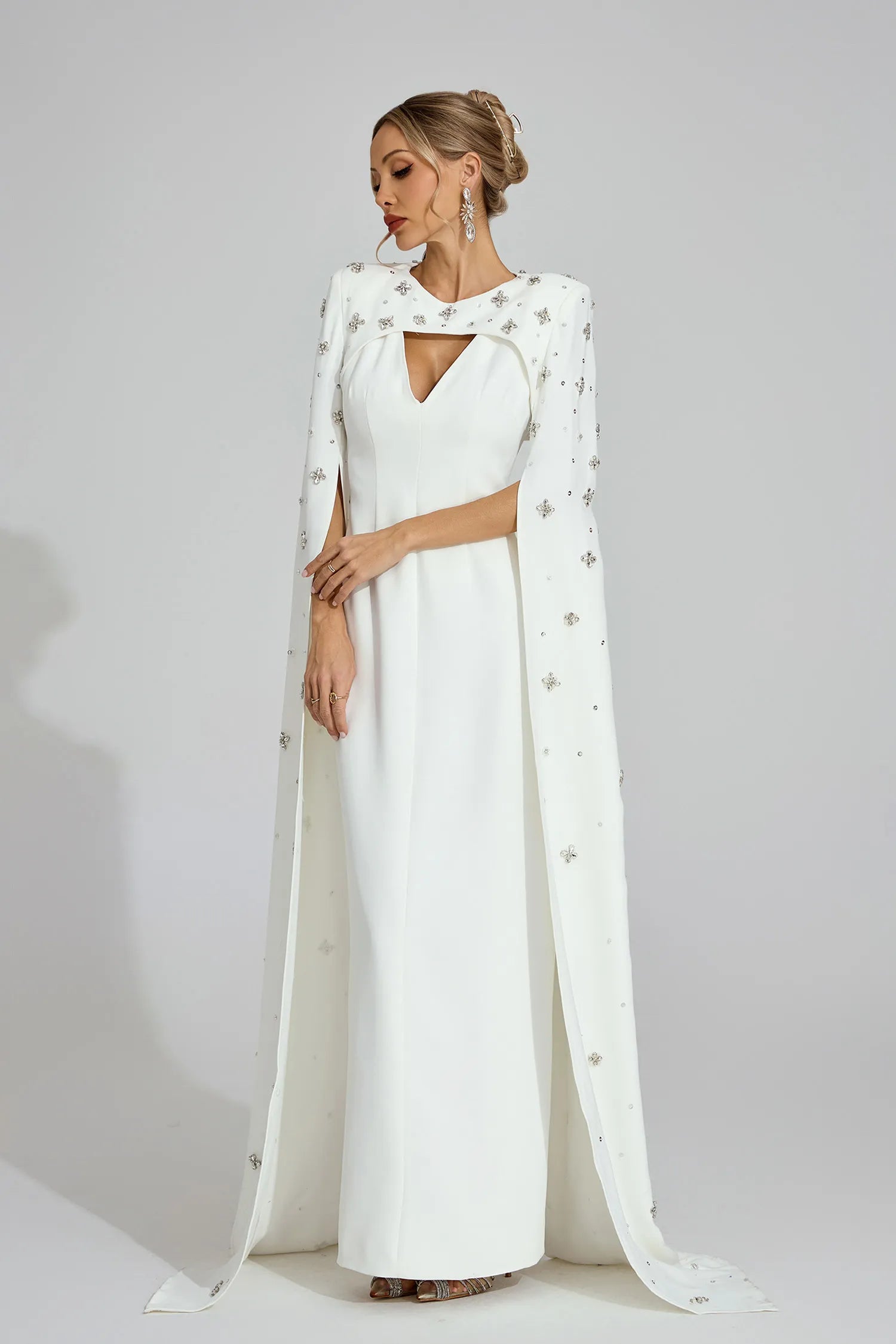 Oriel White Diamond Maxi Dress
