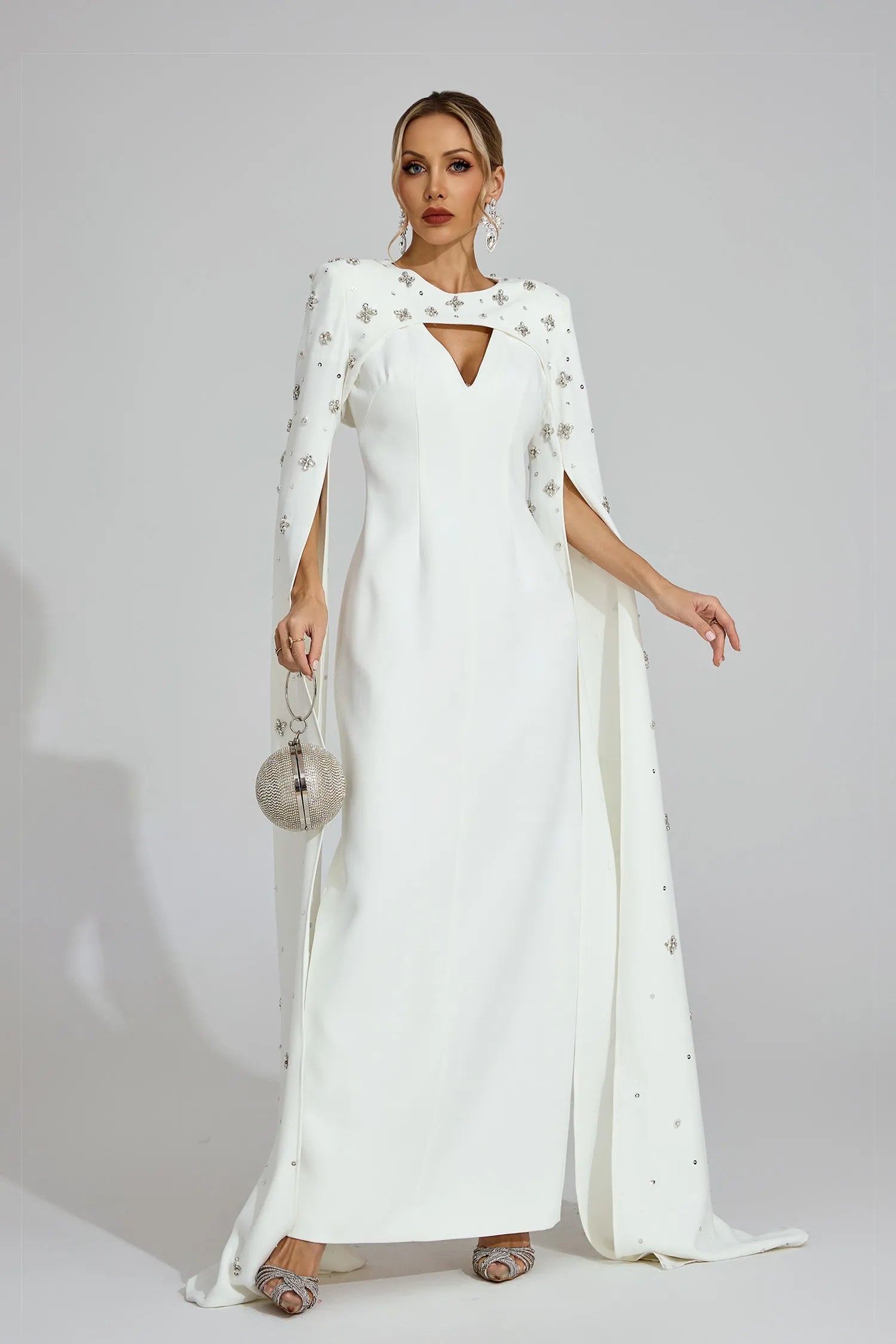 Oriel White Diamond Maxi Dress