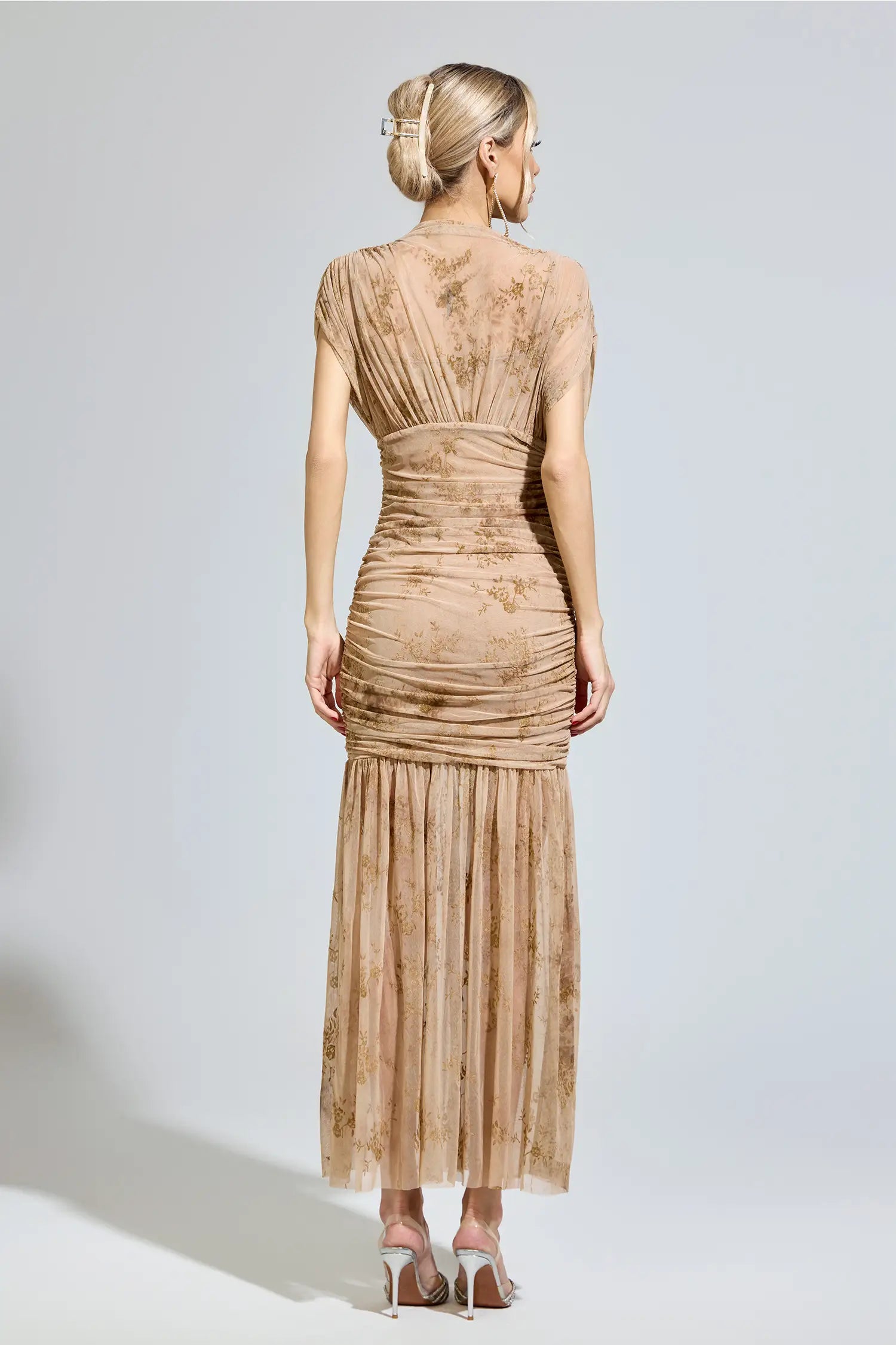Beatrice Beige Bodycon Maxi Dress