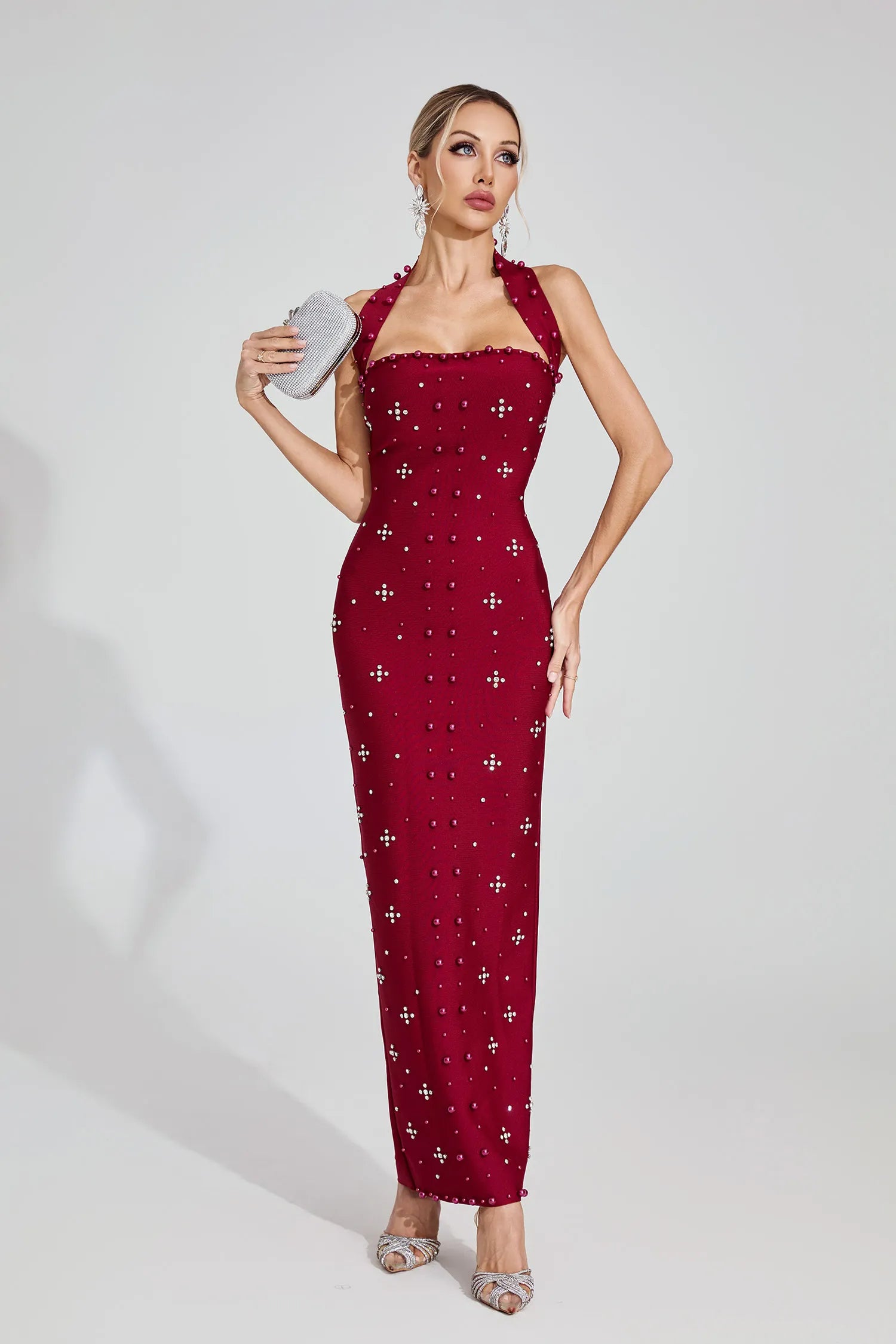 Rielle Red Halter Maxi Dress