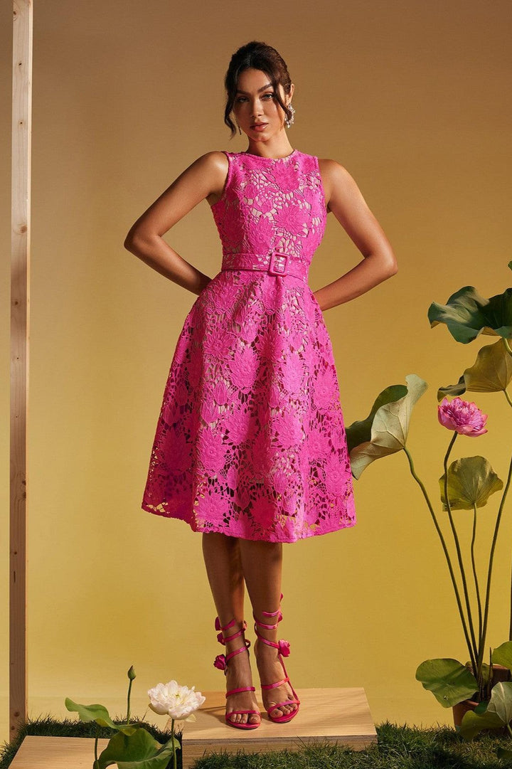 Enda Sleeveless Flower Embroidered Midi Dress - Mew Mews