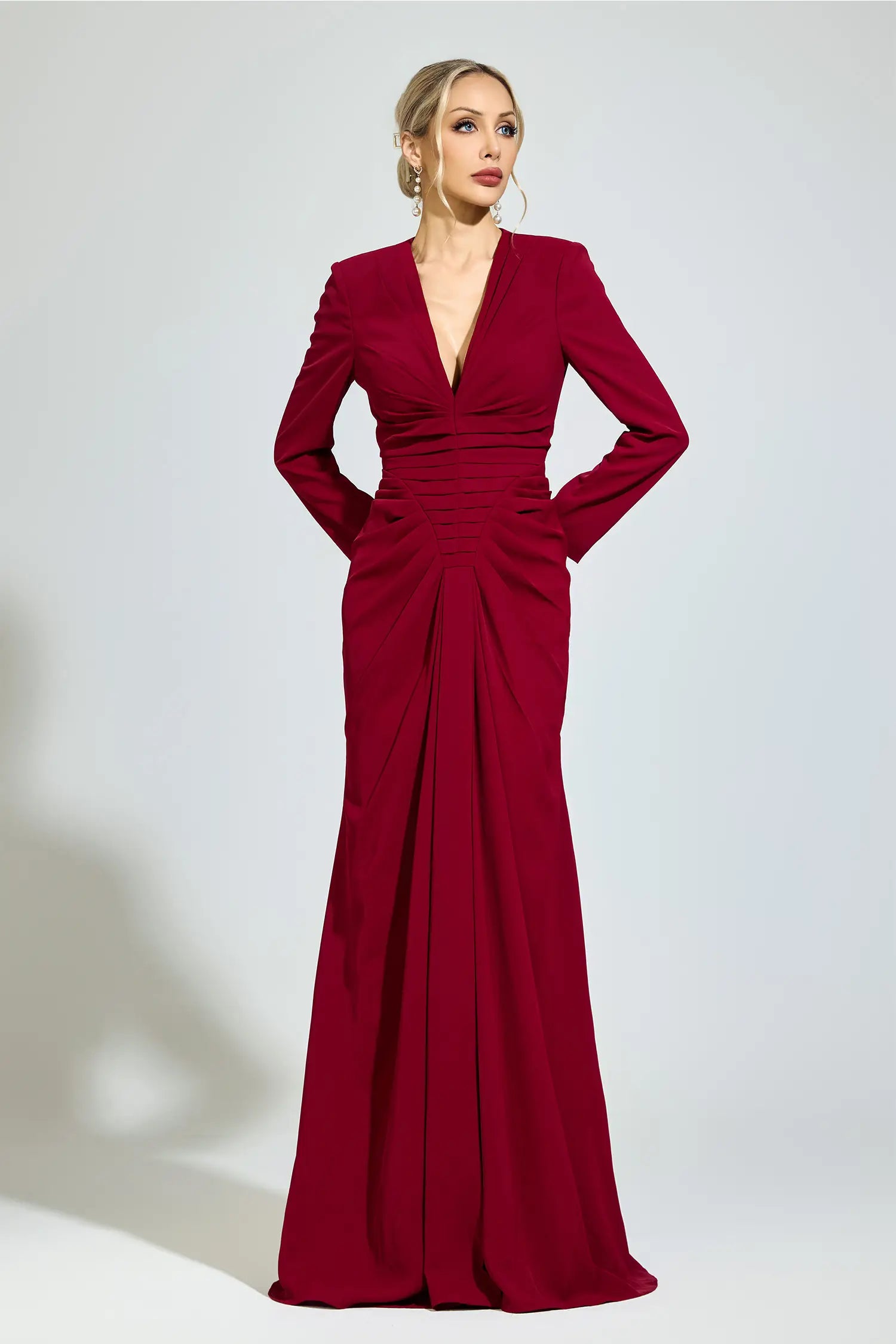 Matilda Red Ruched Maxi Dress