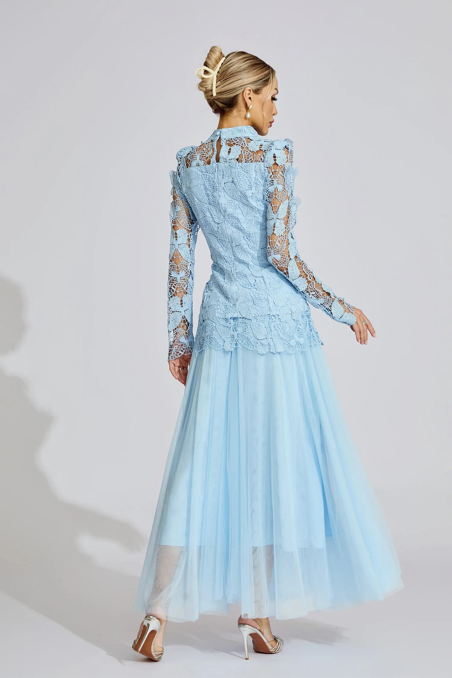 Calithe Blue Embroidered Two Piece Set