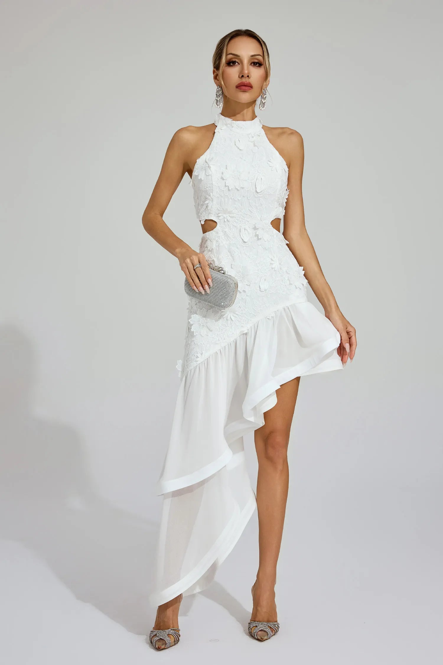 Faustina White Lace Cut Out Maxi Dress