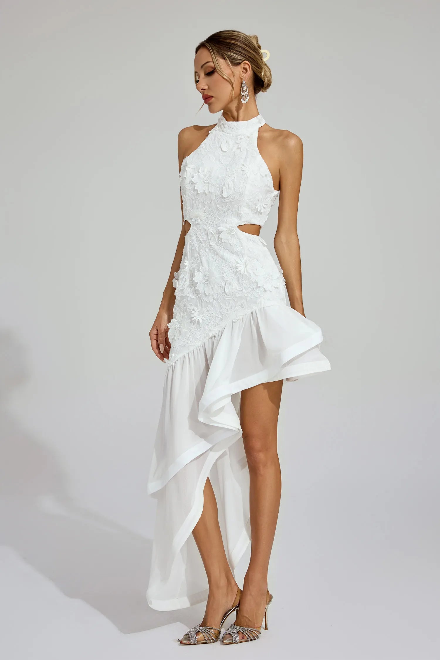Faustina White Lace Cut Out Maxi Dress