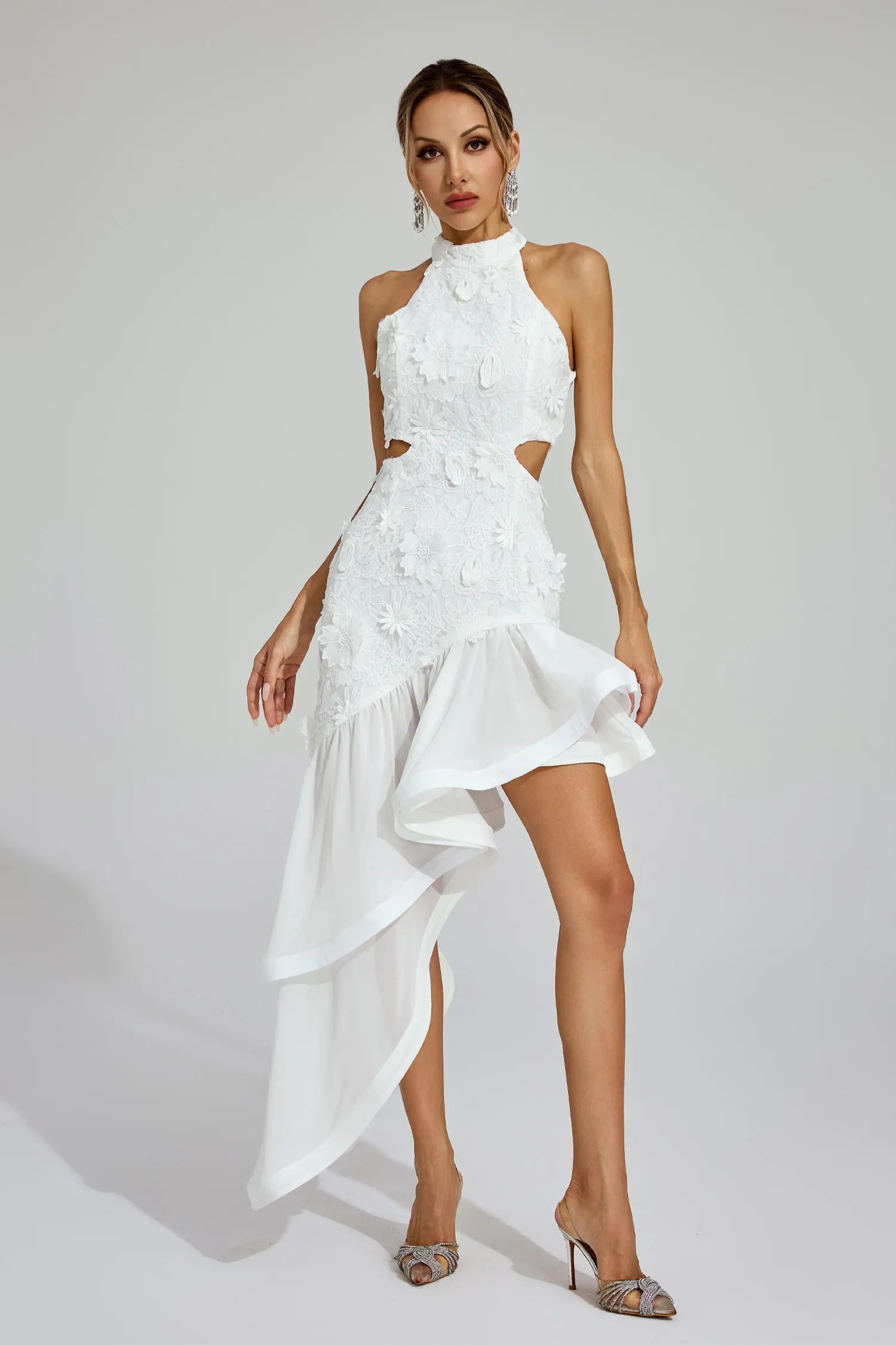 Faustina White Lace Cut Out Maxi Dress