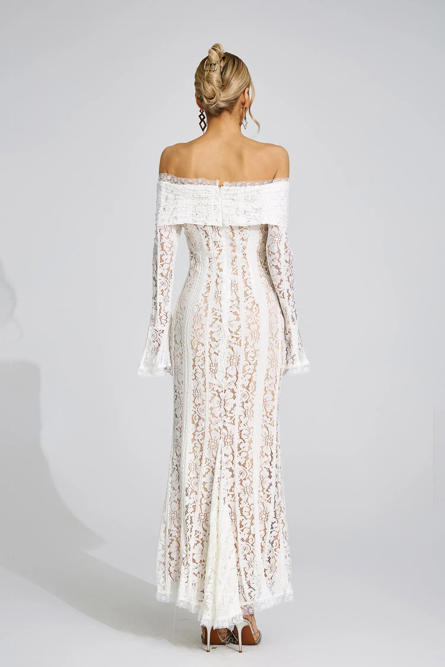 Eirae White Lace Maxi Dress