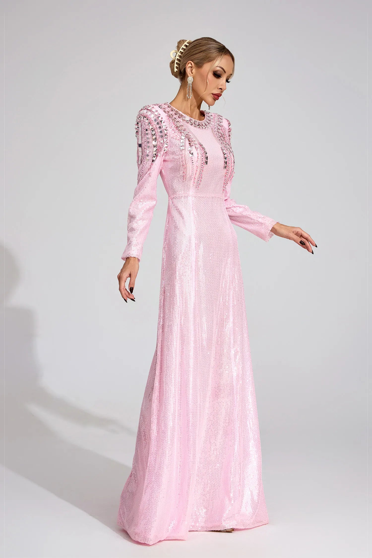 Pauline Pink Sequined Maxi Dress