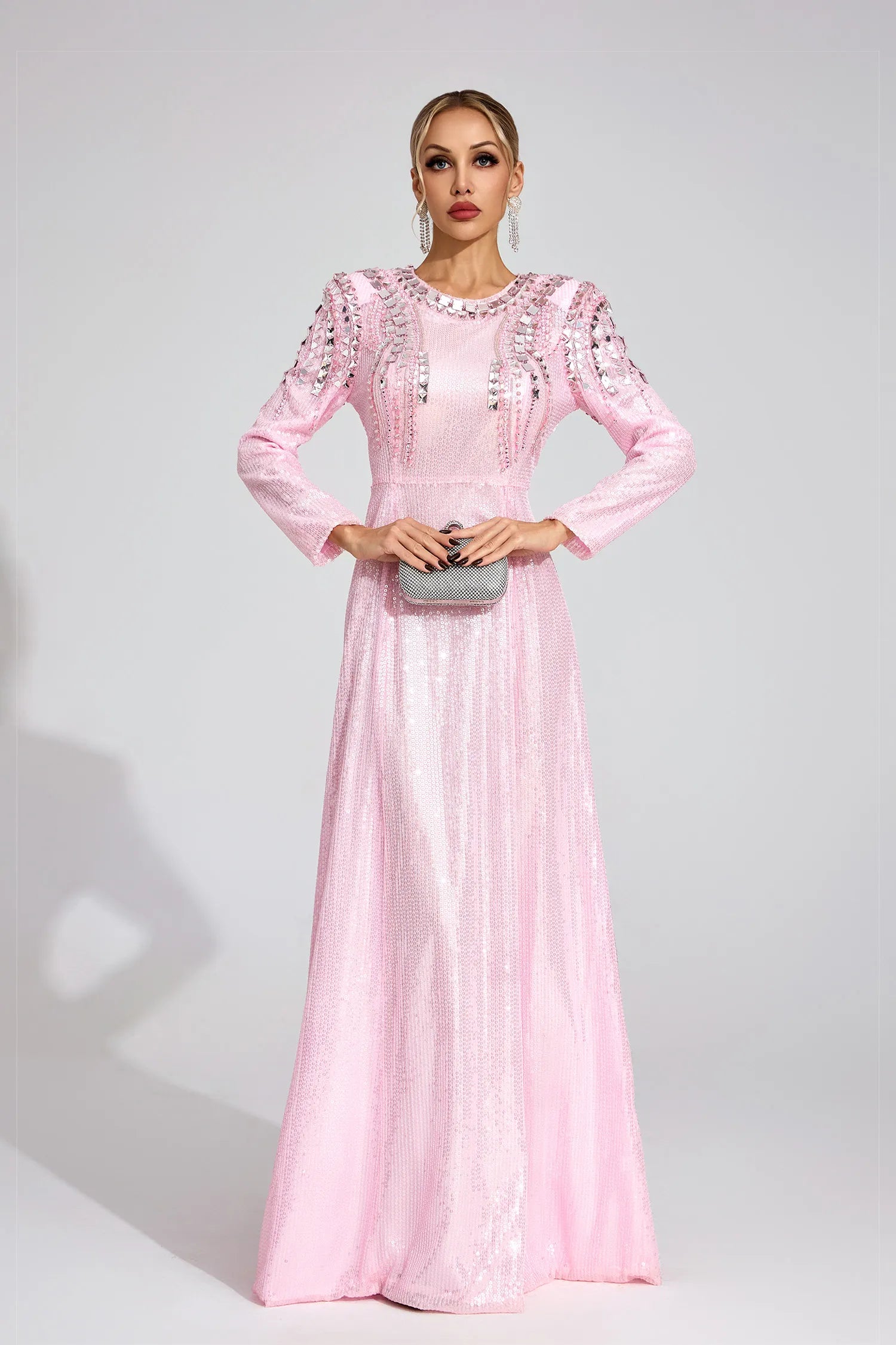 Pauline Pink Sequined Maxi Dress