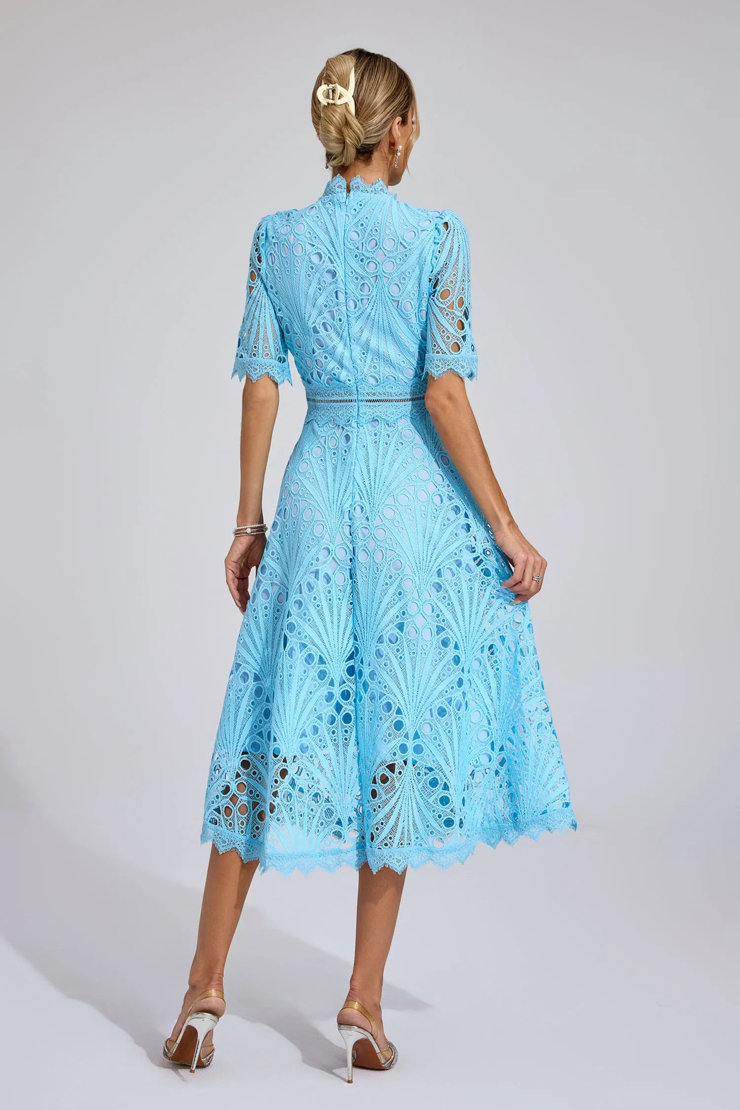 Shaylah Blue Lace Midi Dress