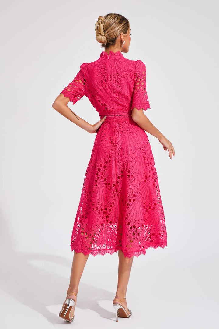 Ellie Pink Dream Lace Midi Dress