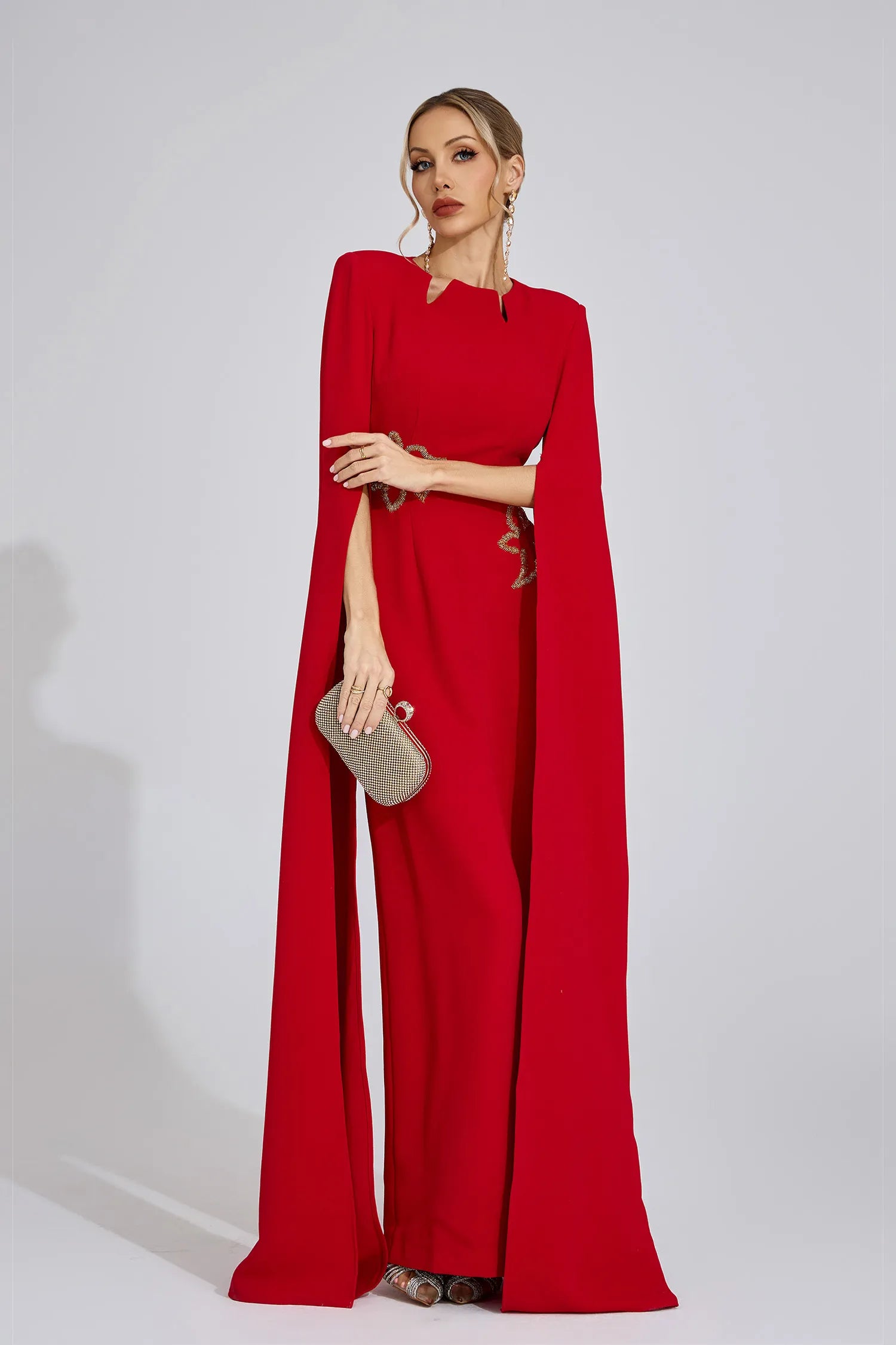 Aelira Red Floral Maxi Dress