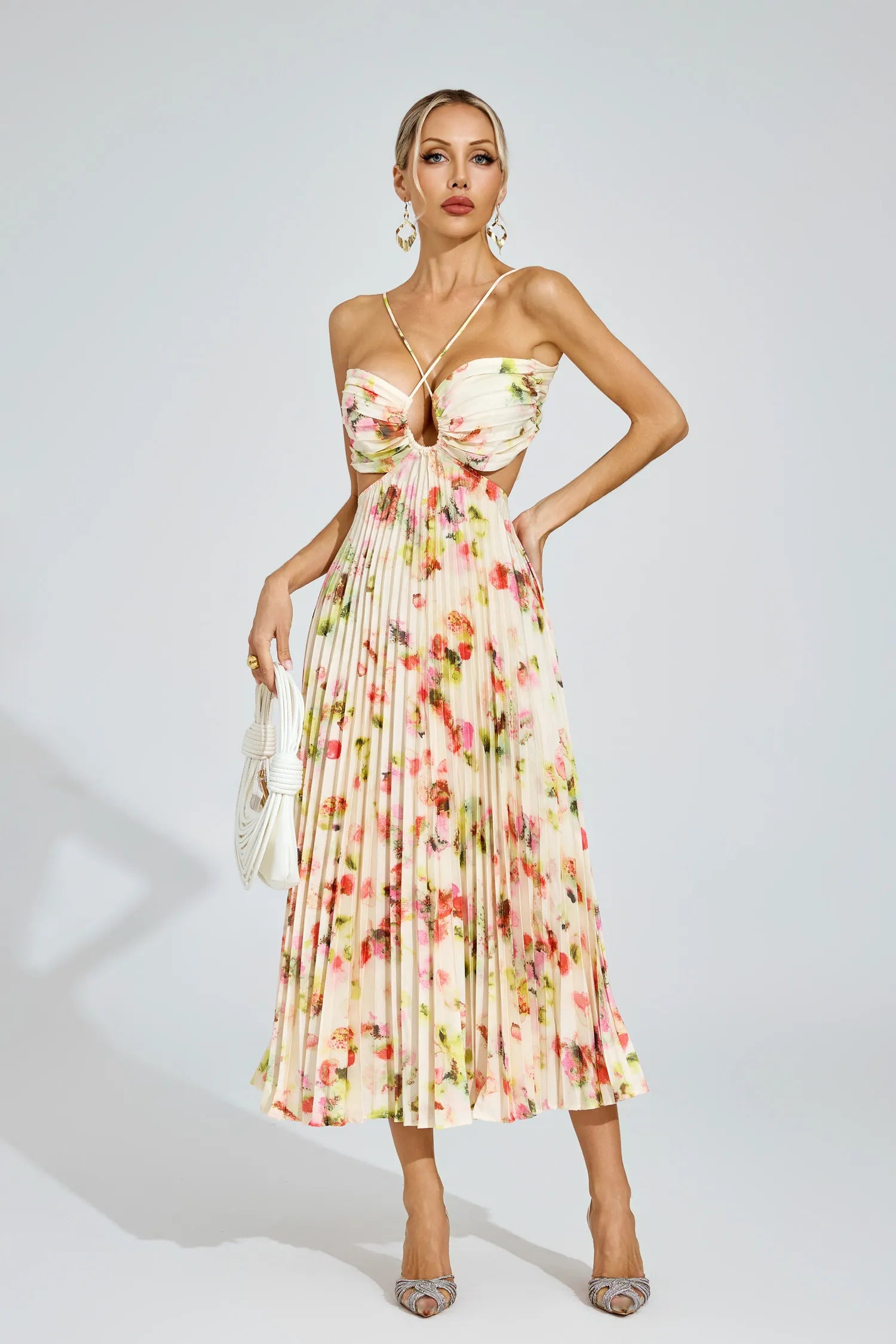 Martha Floral Pleated Maxi Dress