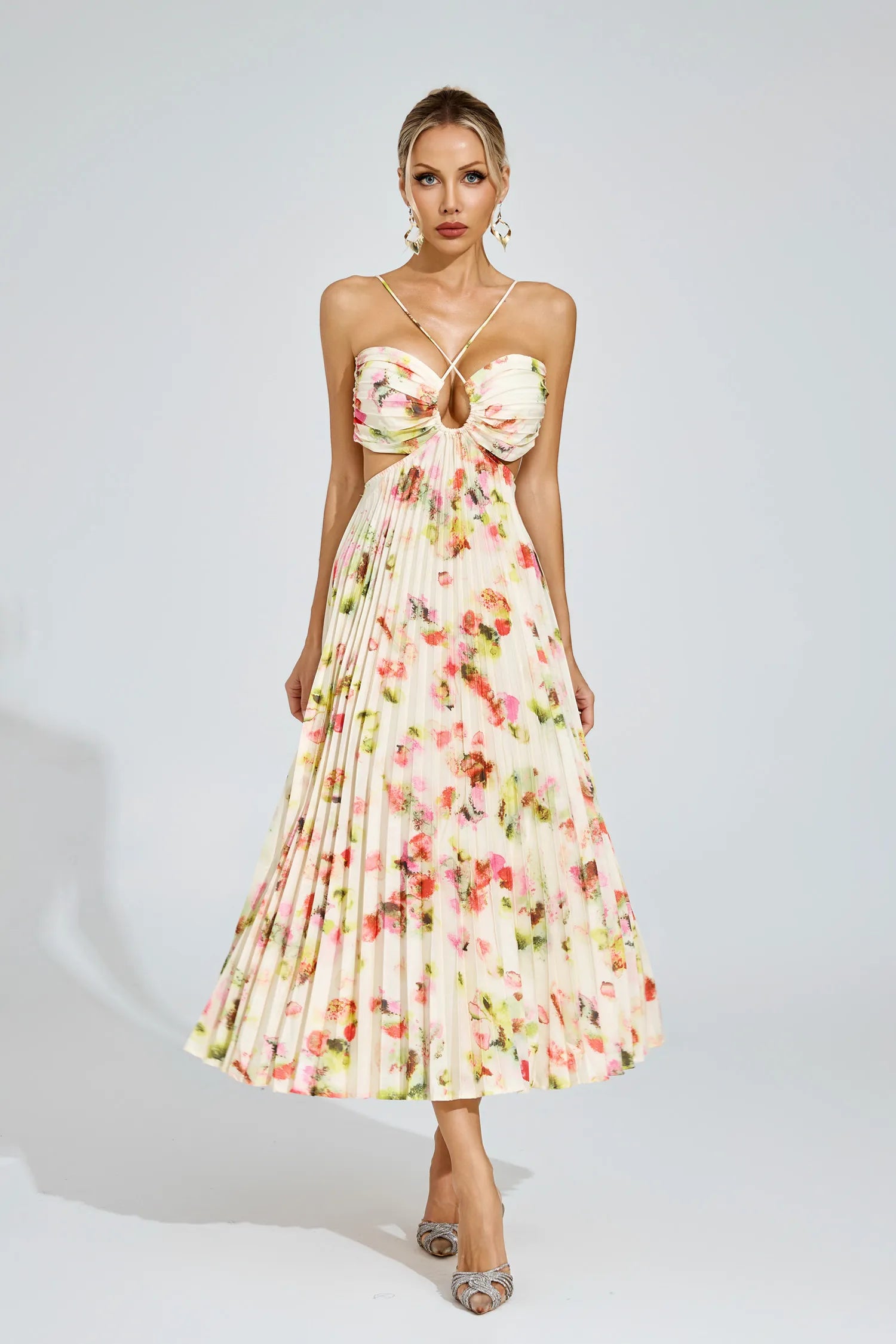 Martha Floral Pleated Maxi Dress