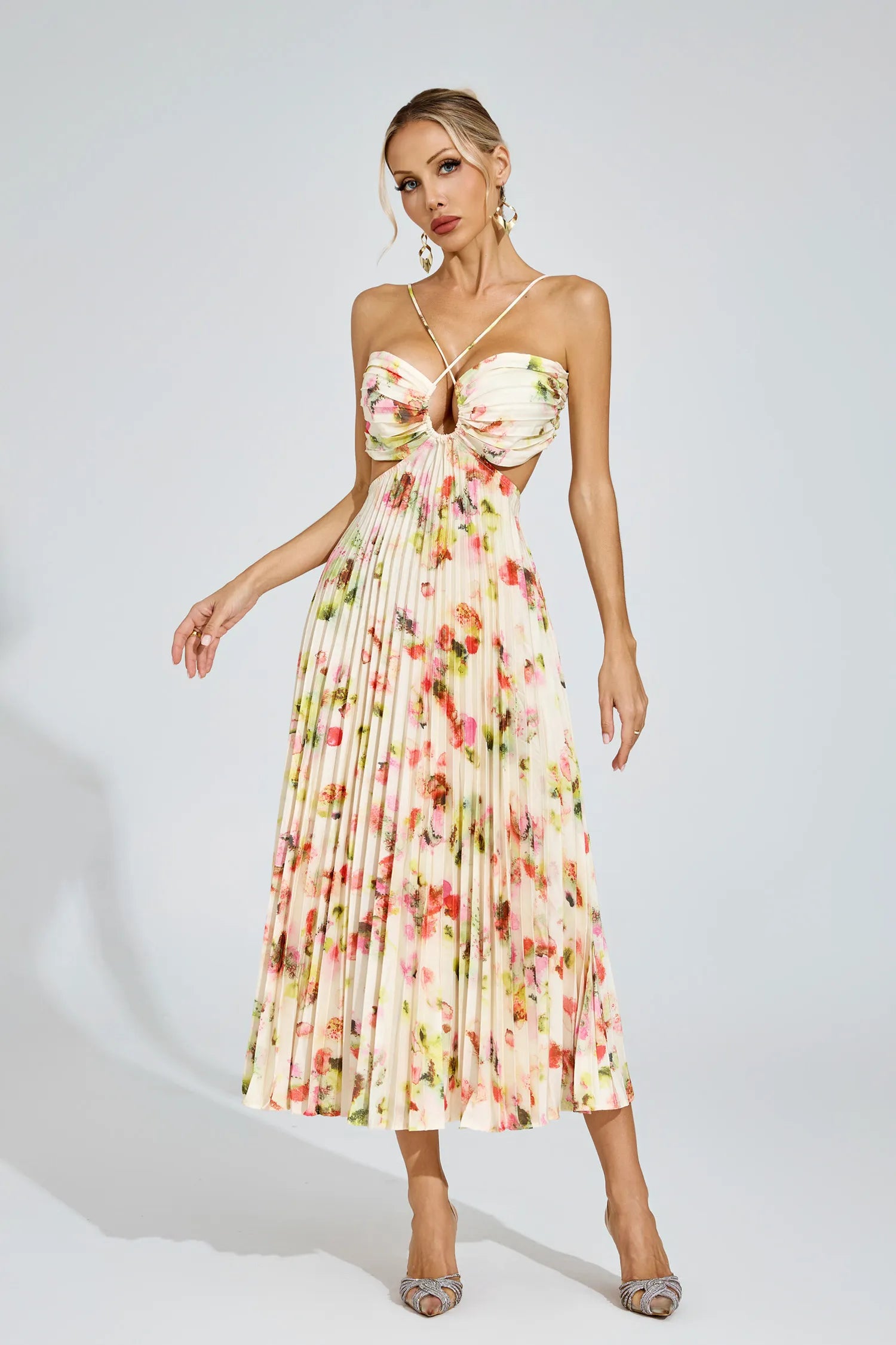 Martha Floral Pleated Maxi Dress