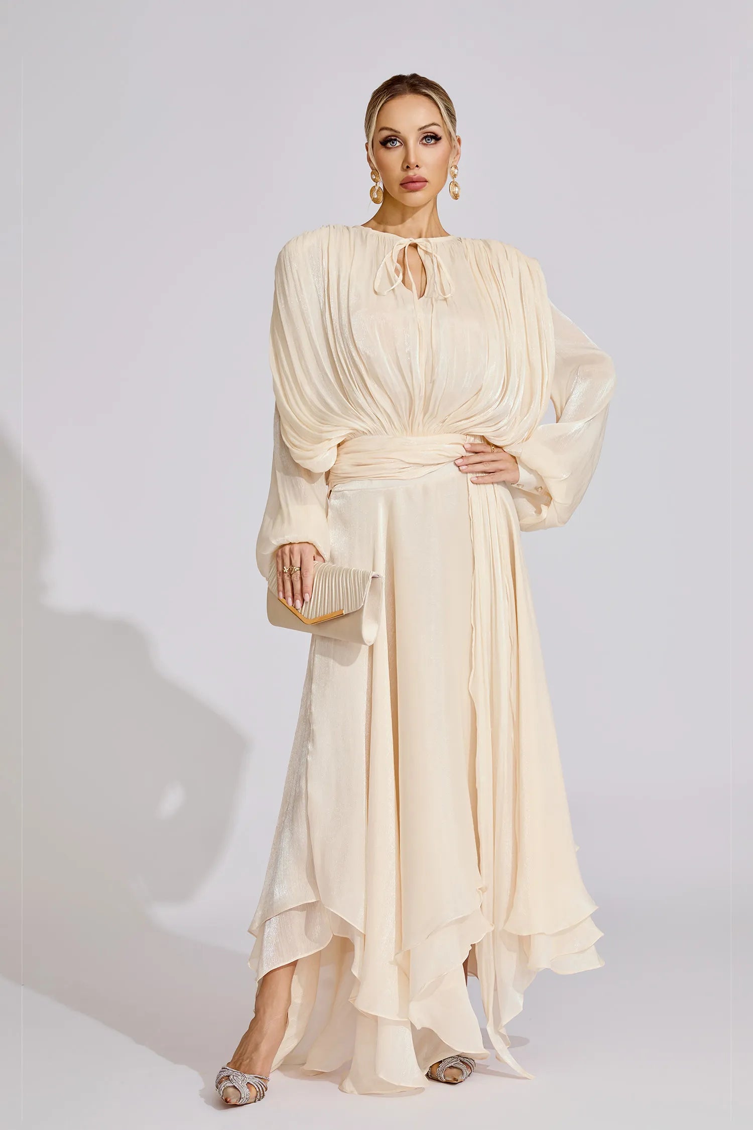 Yvette Pleated Ruffled Maxi Dress