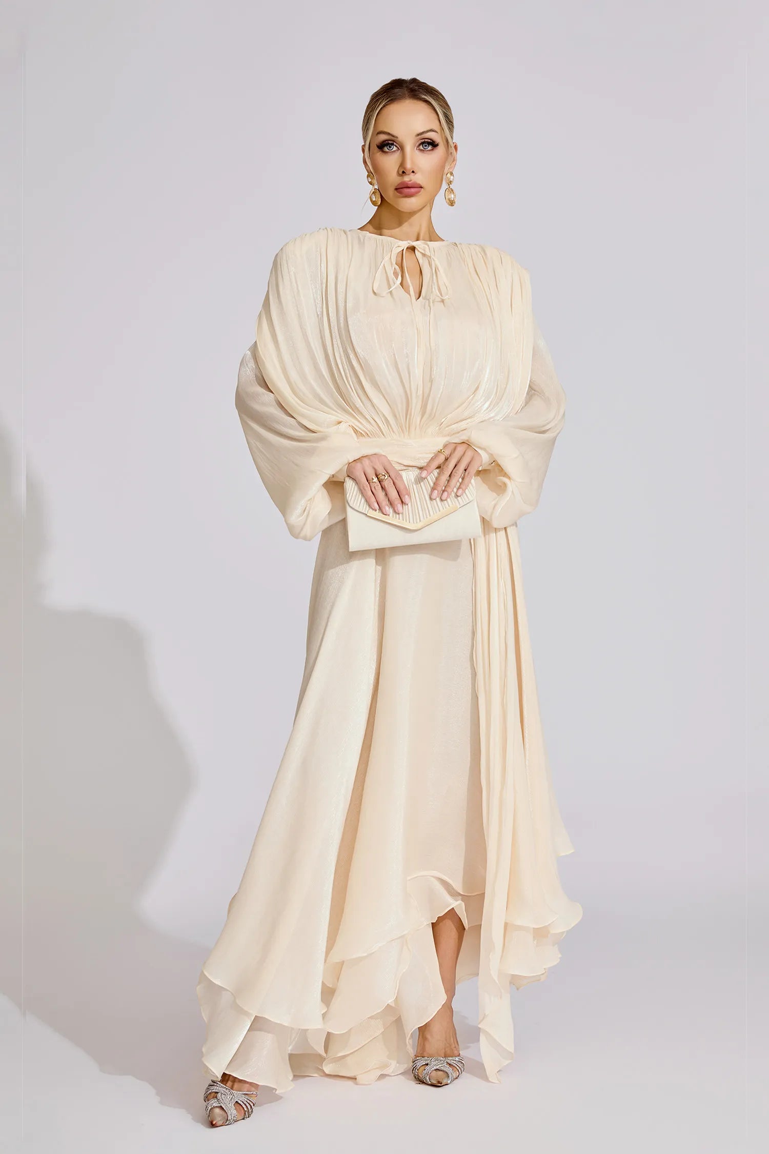 Yvette Pleated Ruffled Maxi Dress