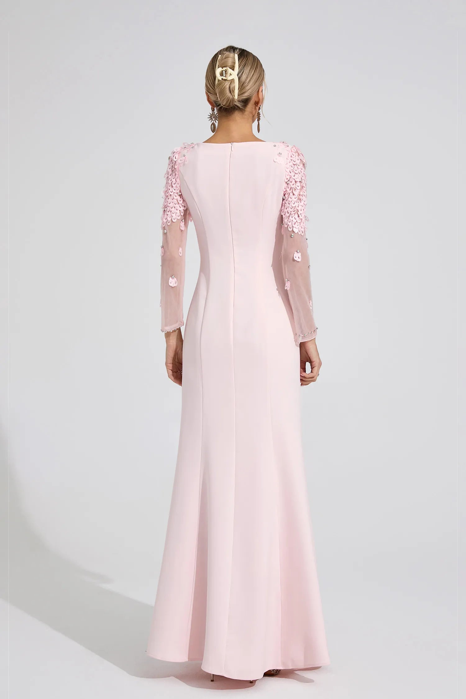 Zariah Pink Sequined Maxi Dress