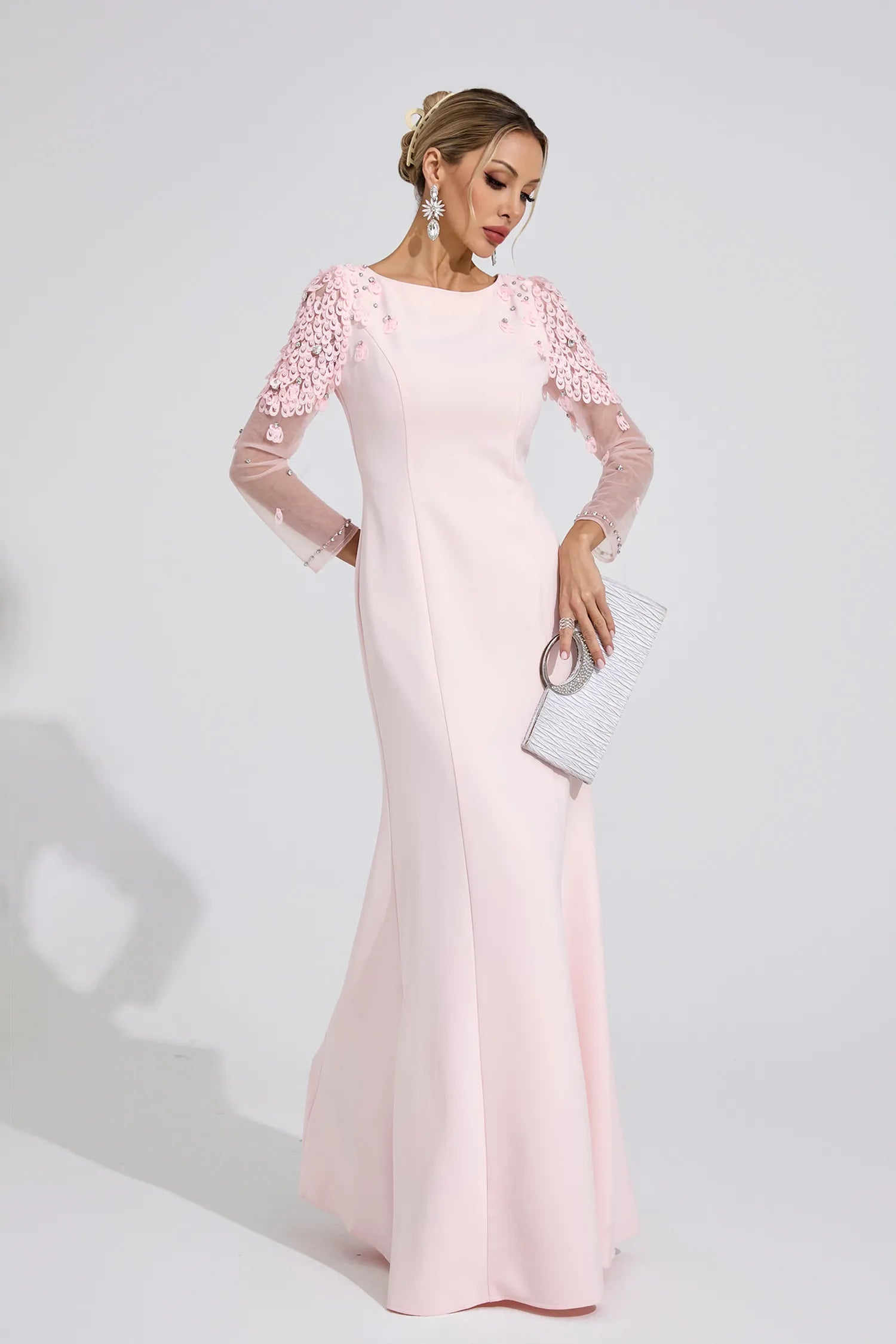 Zariah Pink Sequined Maxi Dress