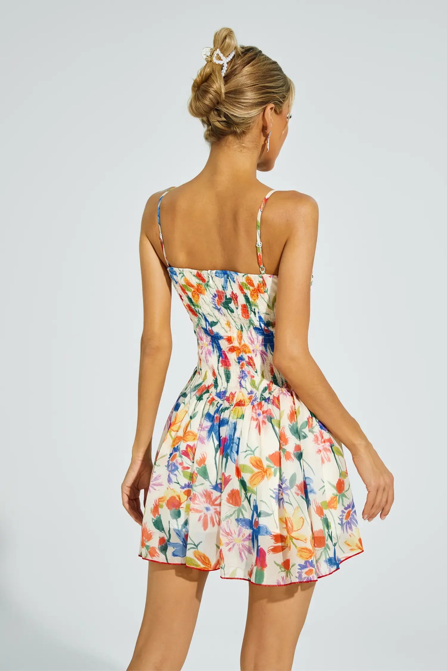 Jimena Orange Flower Slip Mini Dress