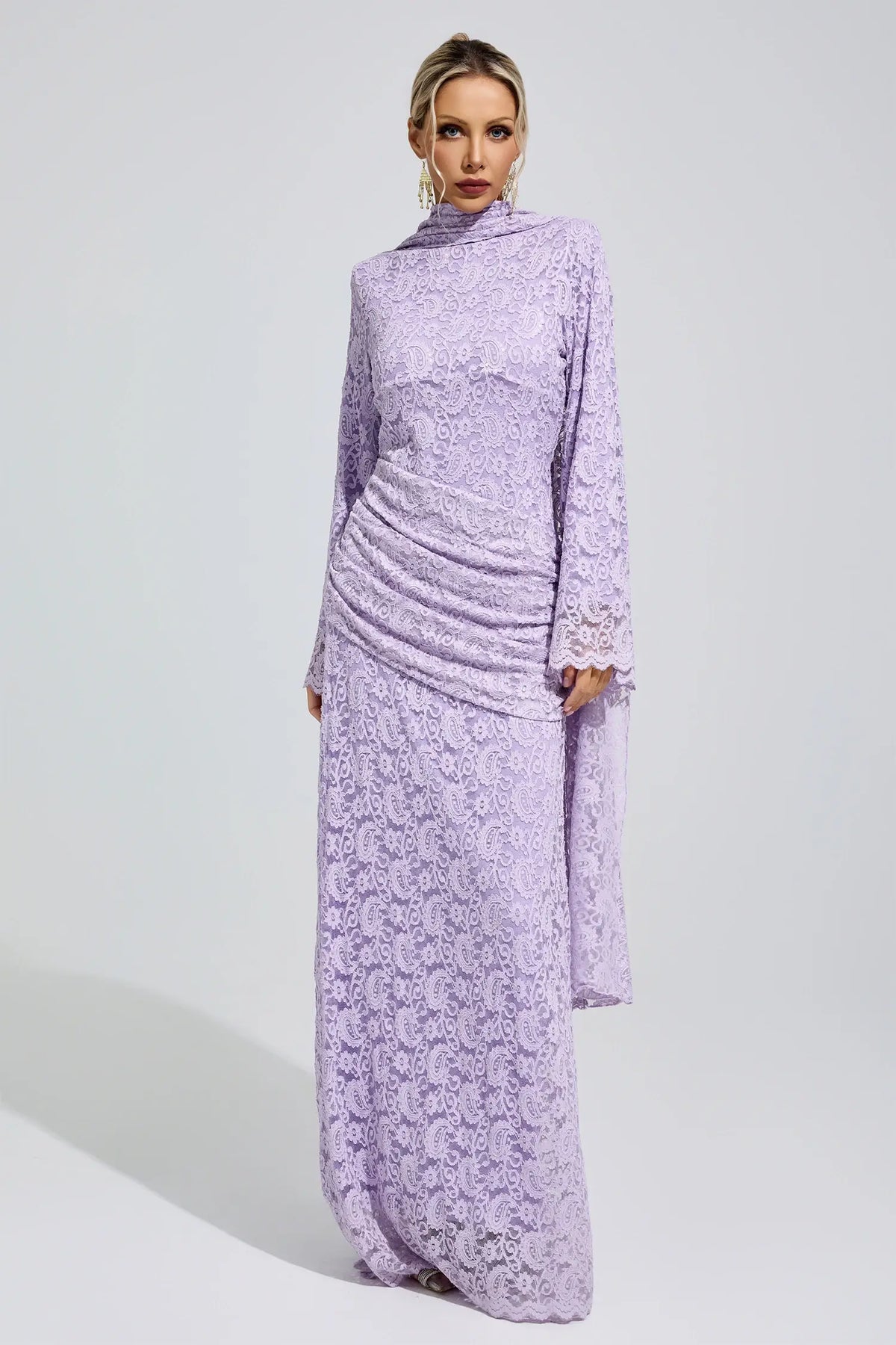 Catalina Purple Lace Fishtail Maxi Dress
