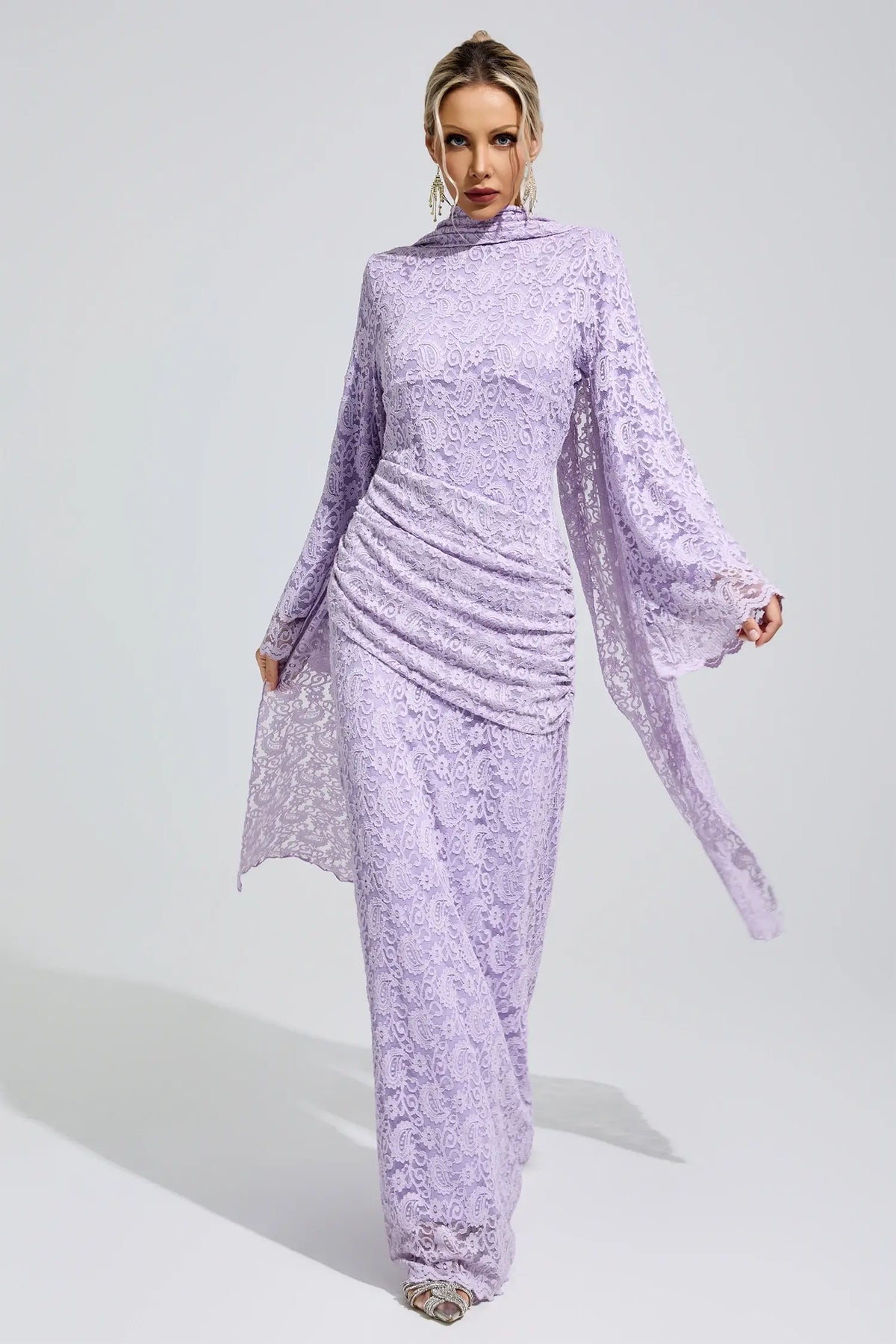 Catalina Purple Lace Fishtail Maxi Dress