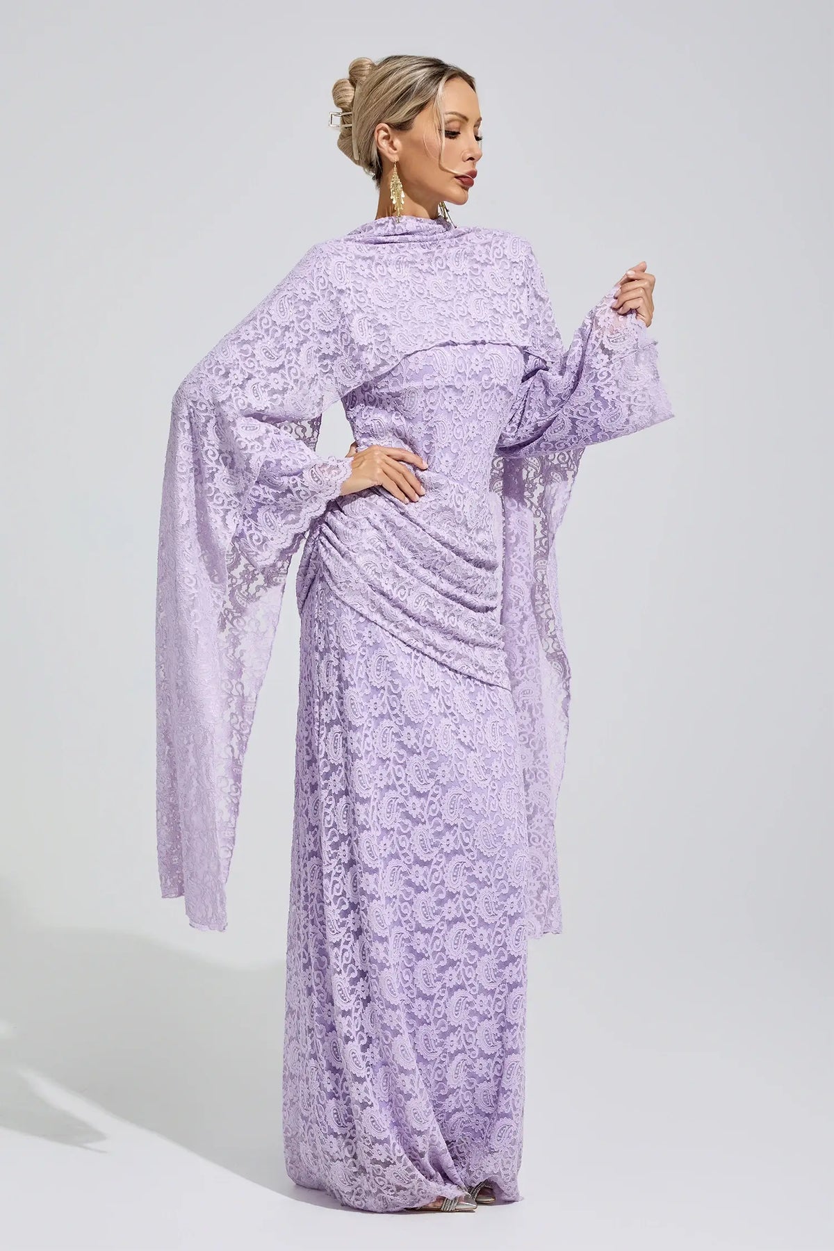 Catalina Purple Lace Fishtail Maxi Dress