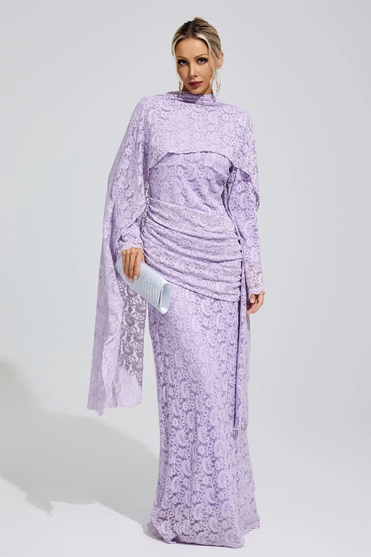 Catalina Purple Lace Fishtail Maxi Dress