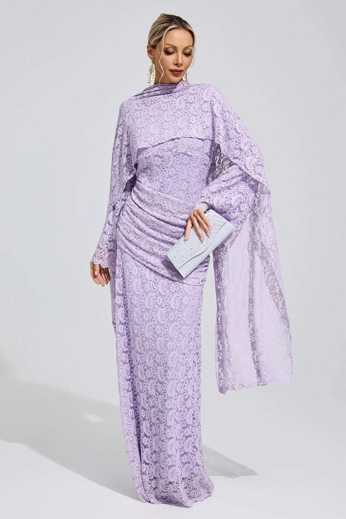 Catalina Purple Lace Fishtail Maxi Dress